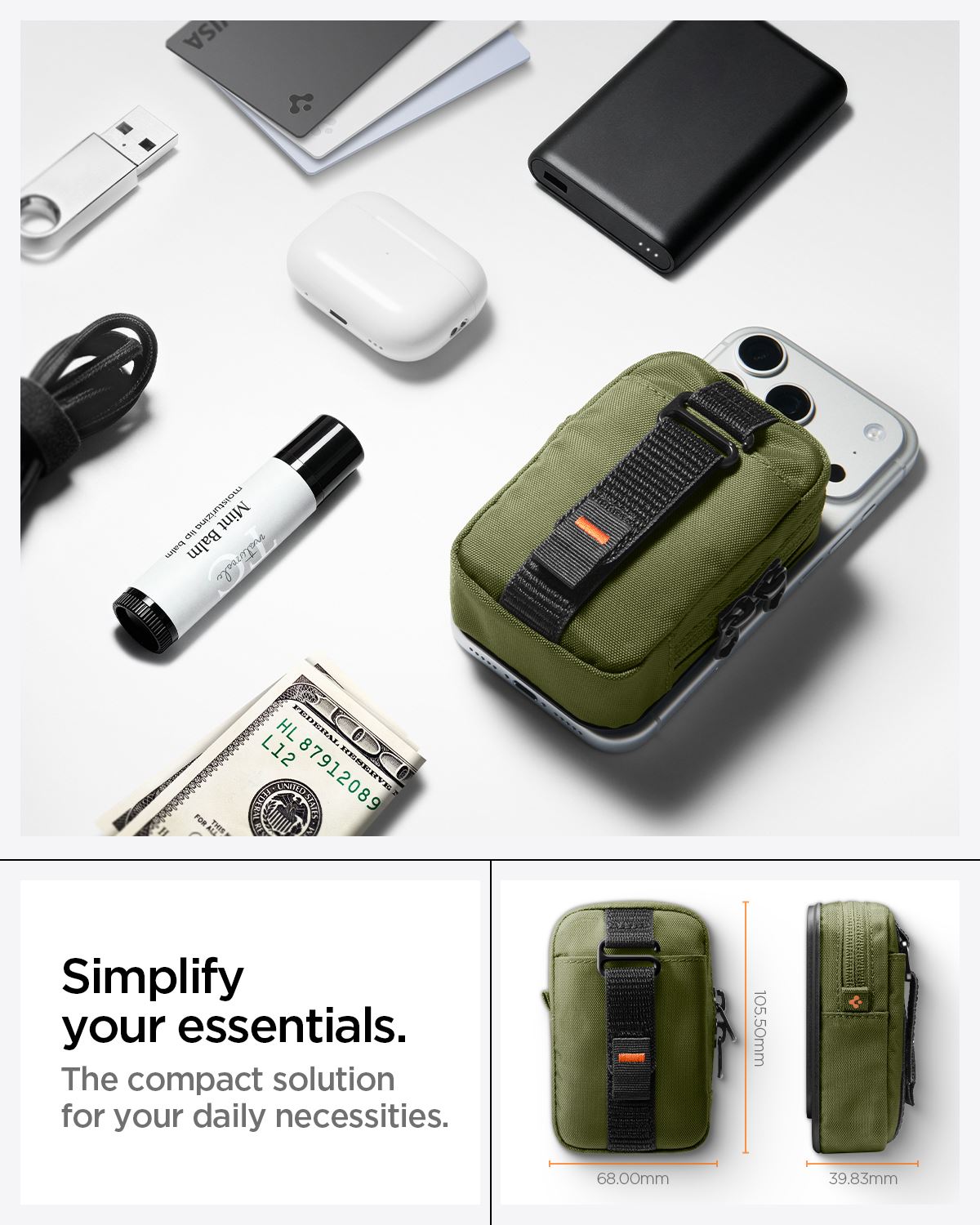 Spigen Portable Organizer Pouch TintapZip MagSafe, olive green (17)
