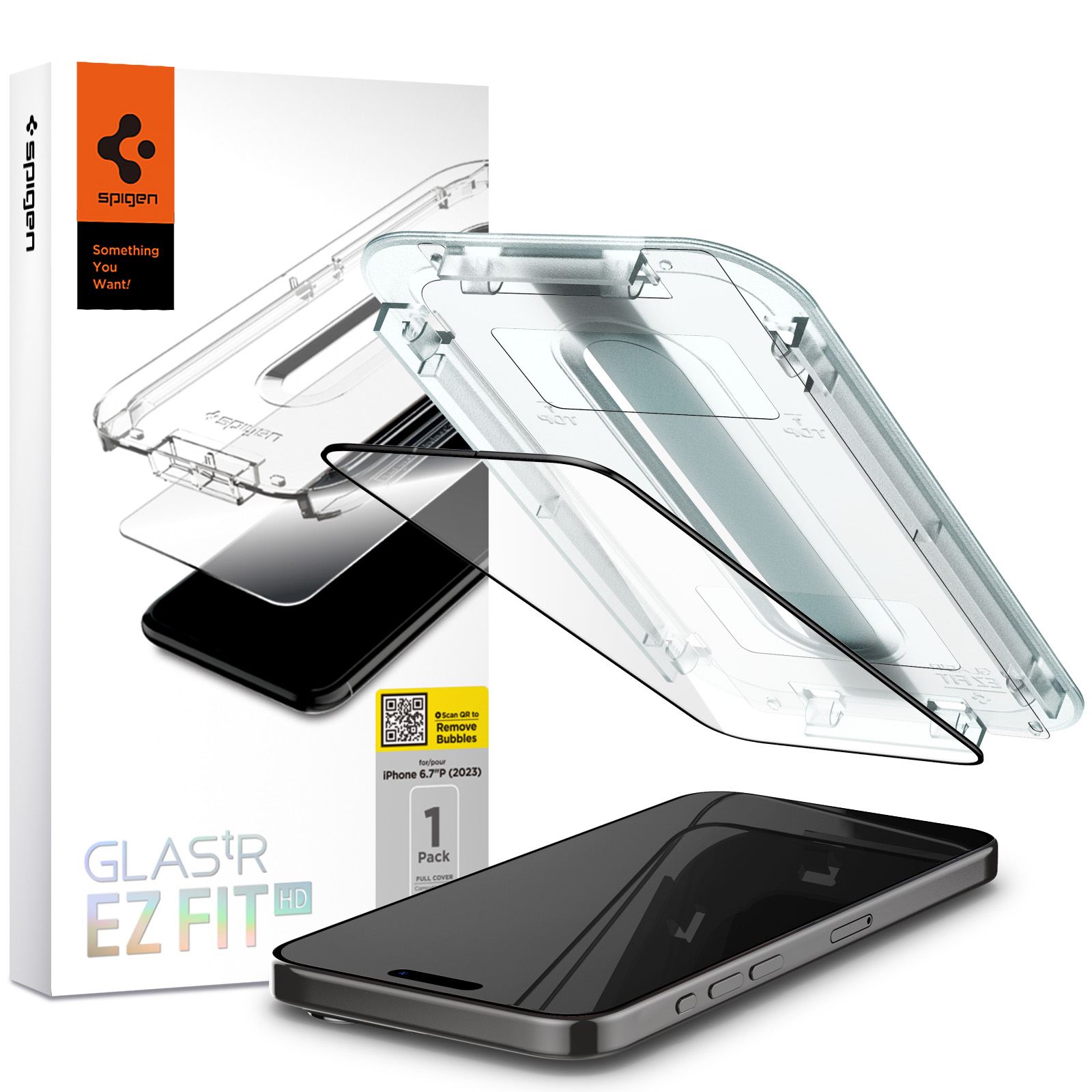 Spigen Glass tR EZ Fit HD 1 Pack, FC Black - iPhone 15 Pro Max (1)