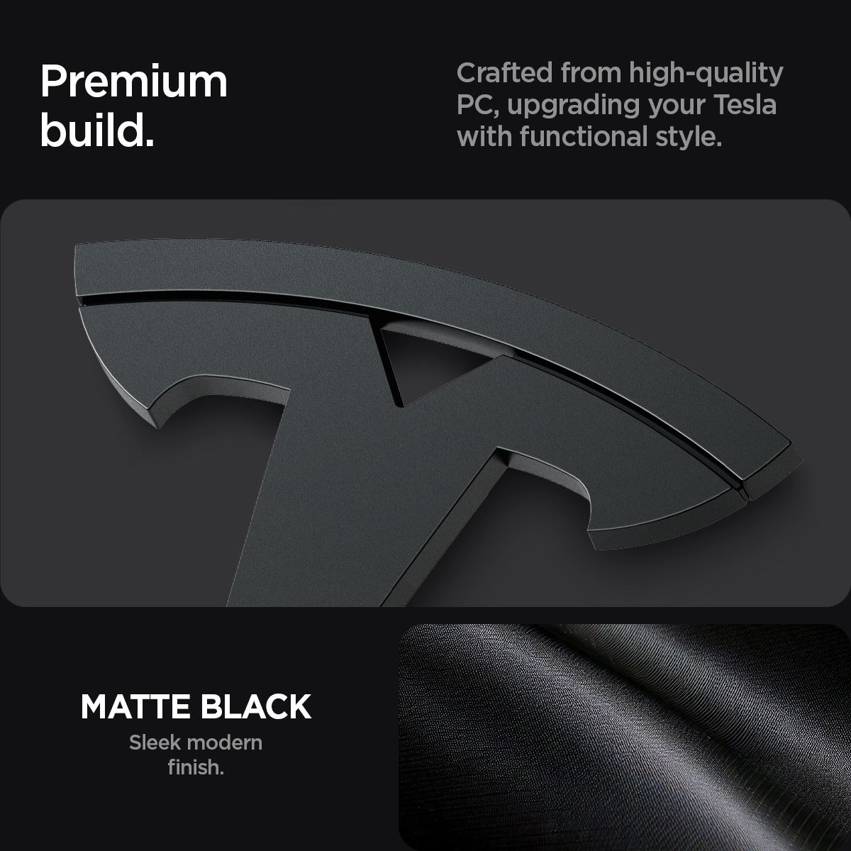 Spigen Tesla Front Emblem Logo Full Cover, black - Tesla Model 3 2024 (9)