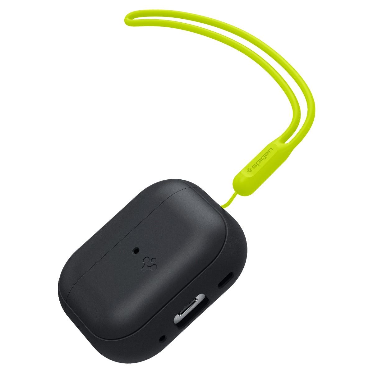 Spigen Case Silicone Fit Black + Strap Phantom Green - AirPods Pro (2nd Gen) (2)