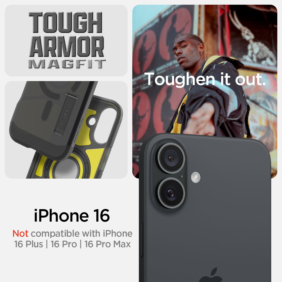 Spigen Tough Armor MagSafe, frost black - iPhone 16 (11)