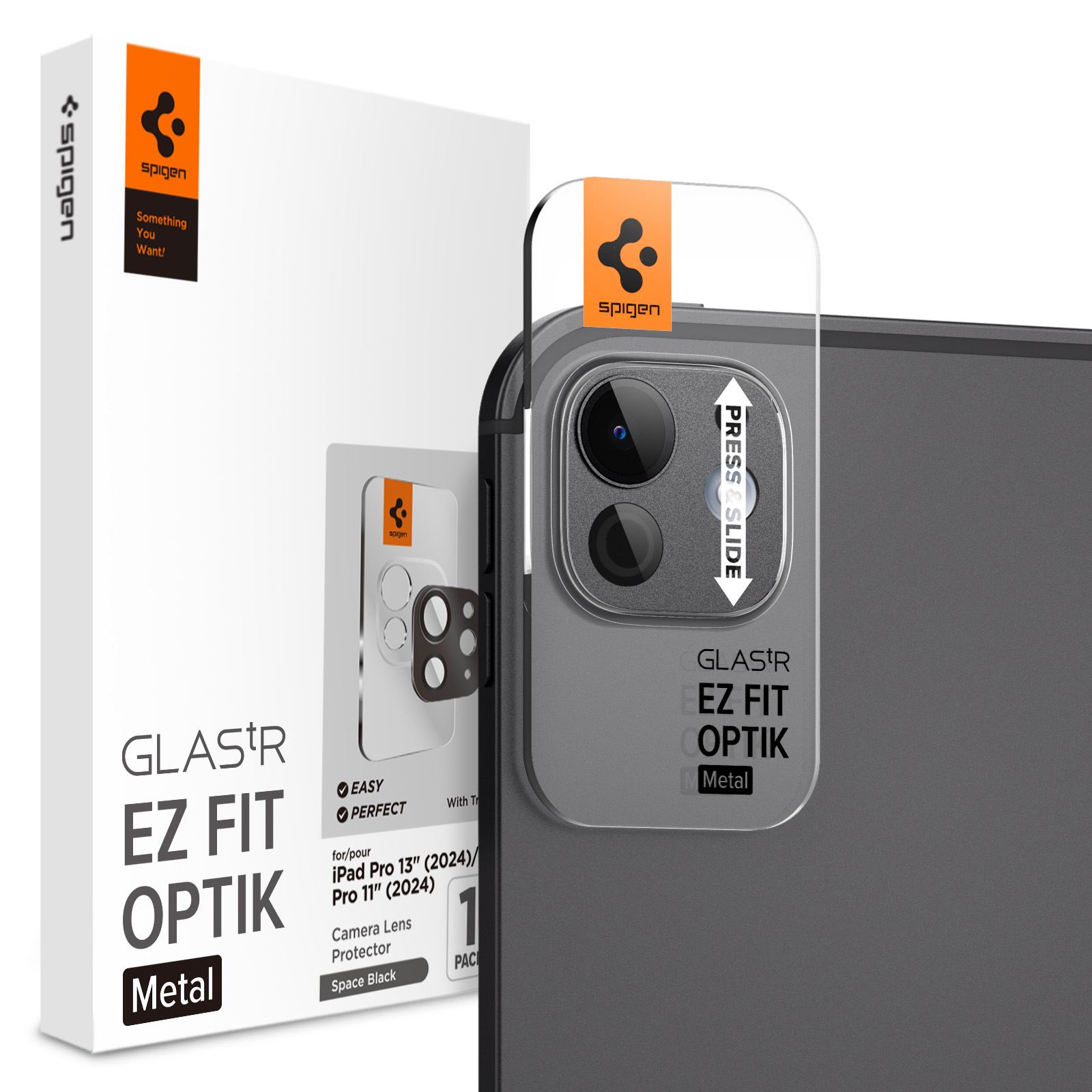 Spigen Glass tR EZ Fit Optik Metal 1 Pack, space black - iPad Pro 13 2024 / iPad Pro 11 2024