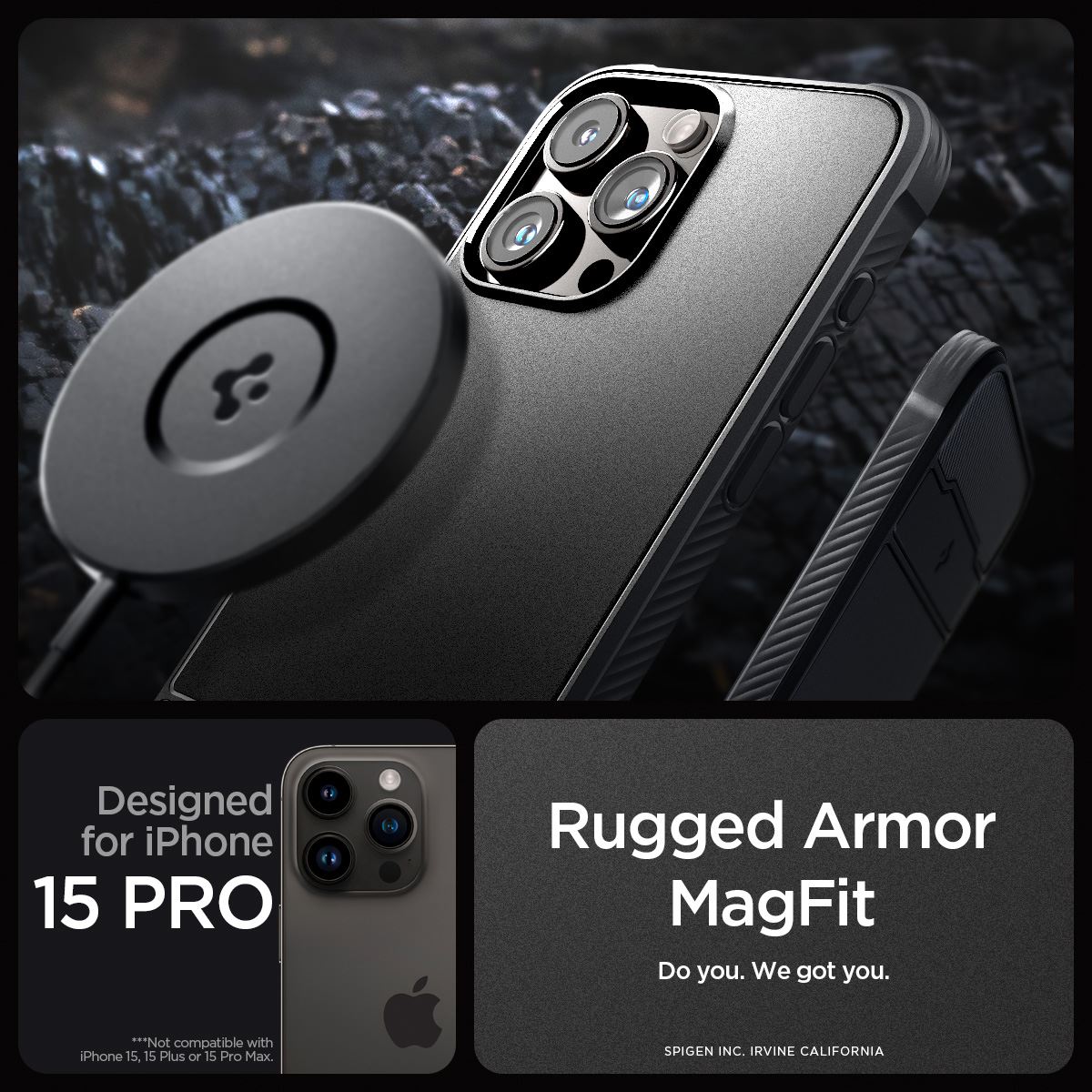 Spigen Rugged Armor MagSafe, matte black - iPhone 15 Pro (12)