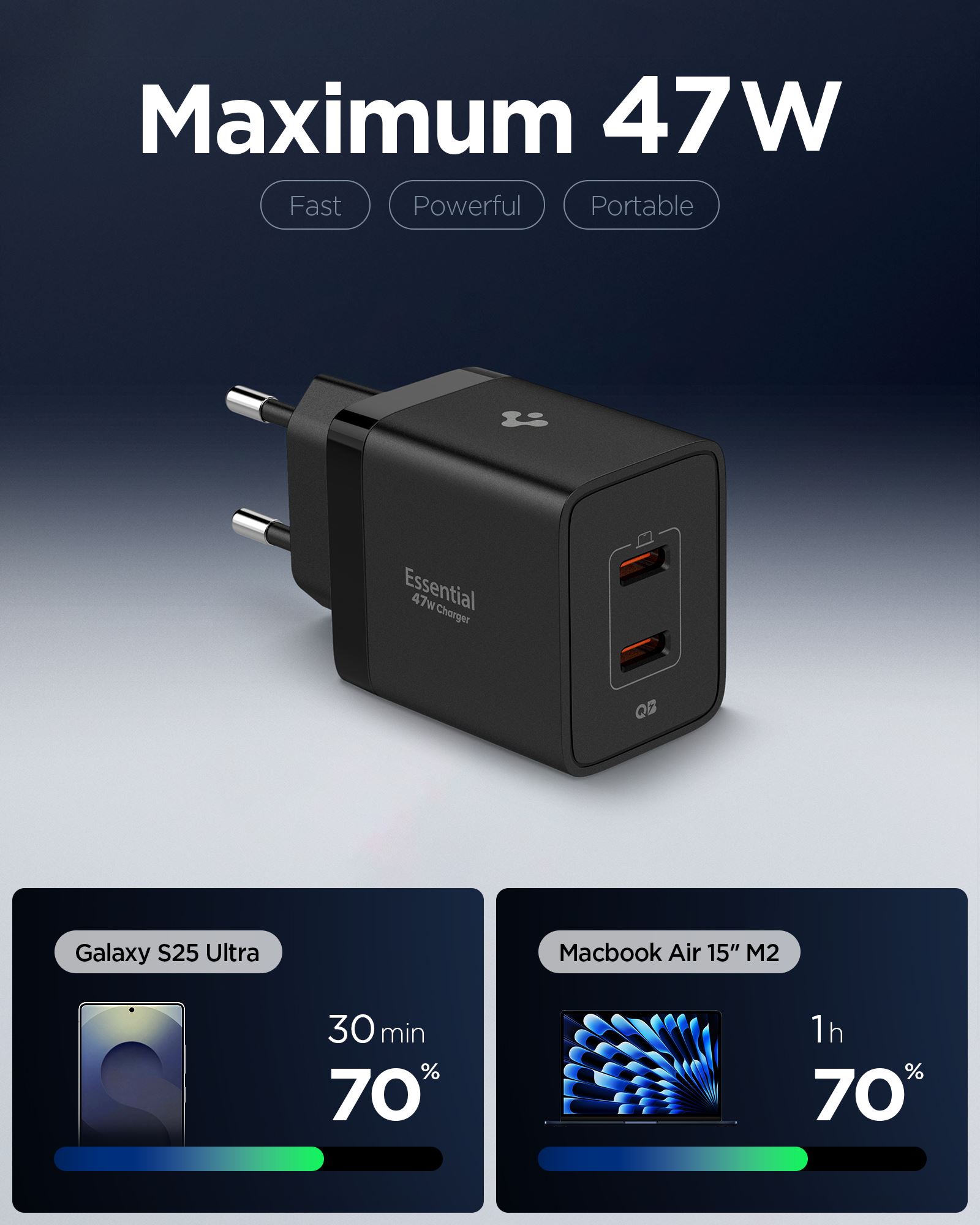 Spigen Essential 47W Wall Charger EE472EU, black (4)