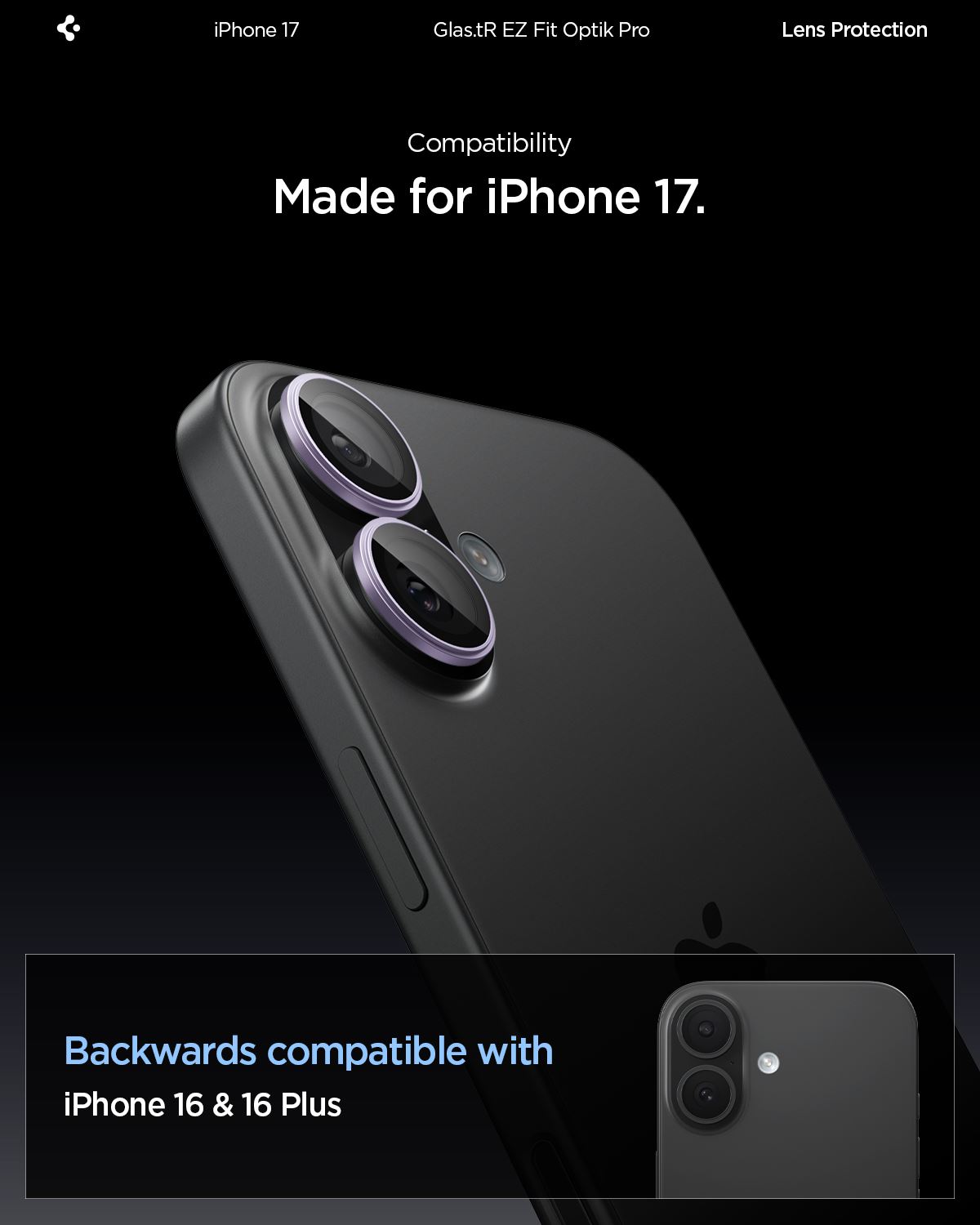 Spigen Glass tR EZ Fit Optik Pro 2 Pack, purple - iPhone 17 (7)