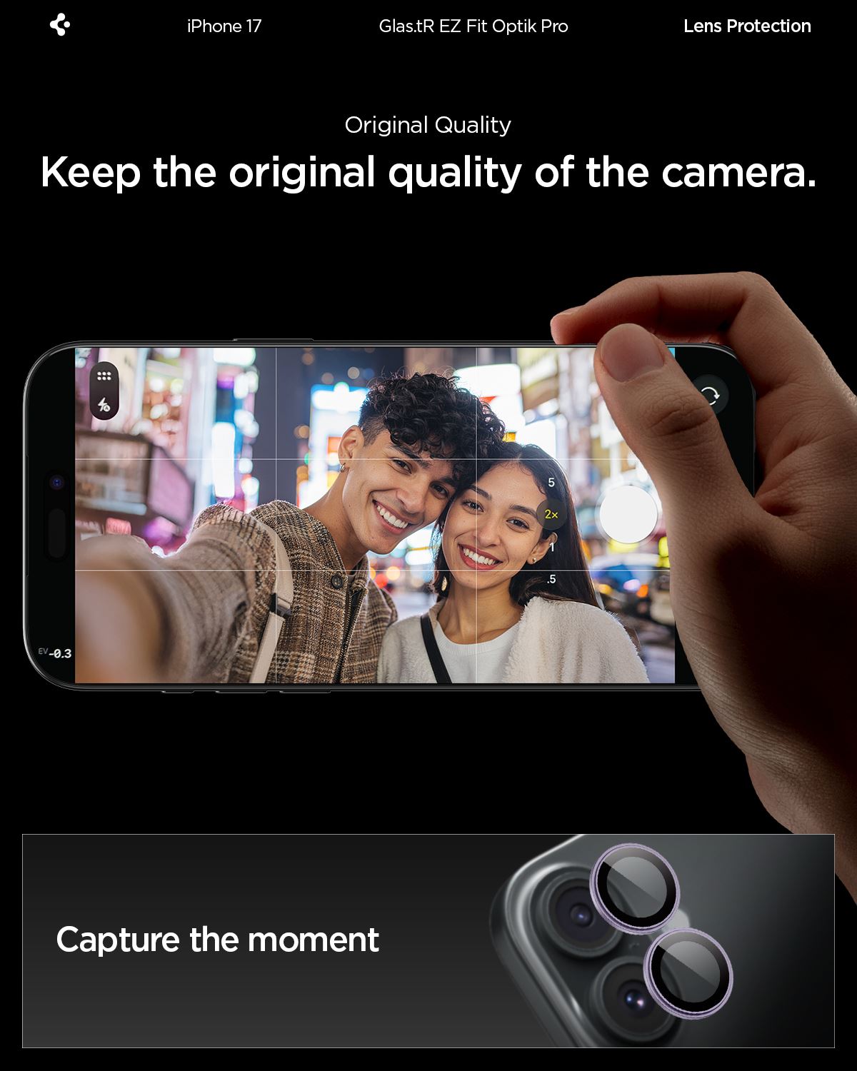 Spigen Glass tR EZ Fit Optik Pro 2 Pack, purple - iPhone 17 (8)