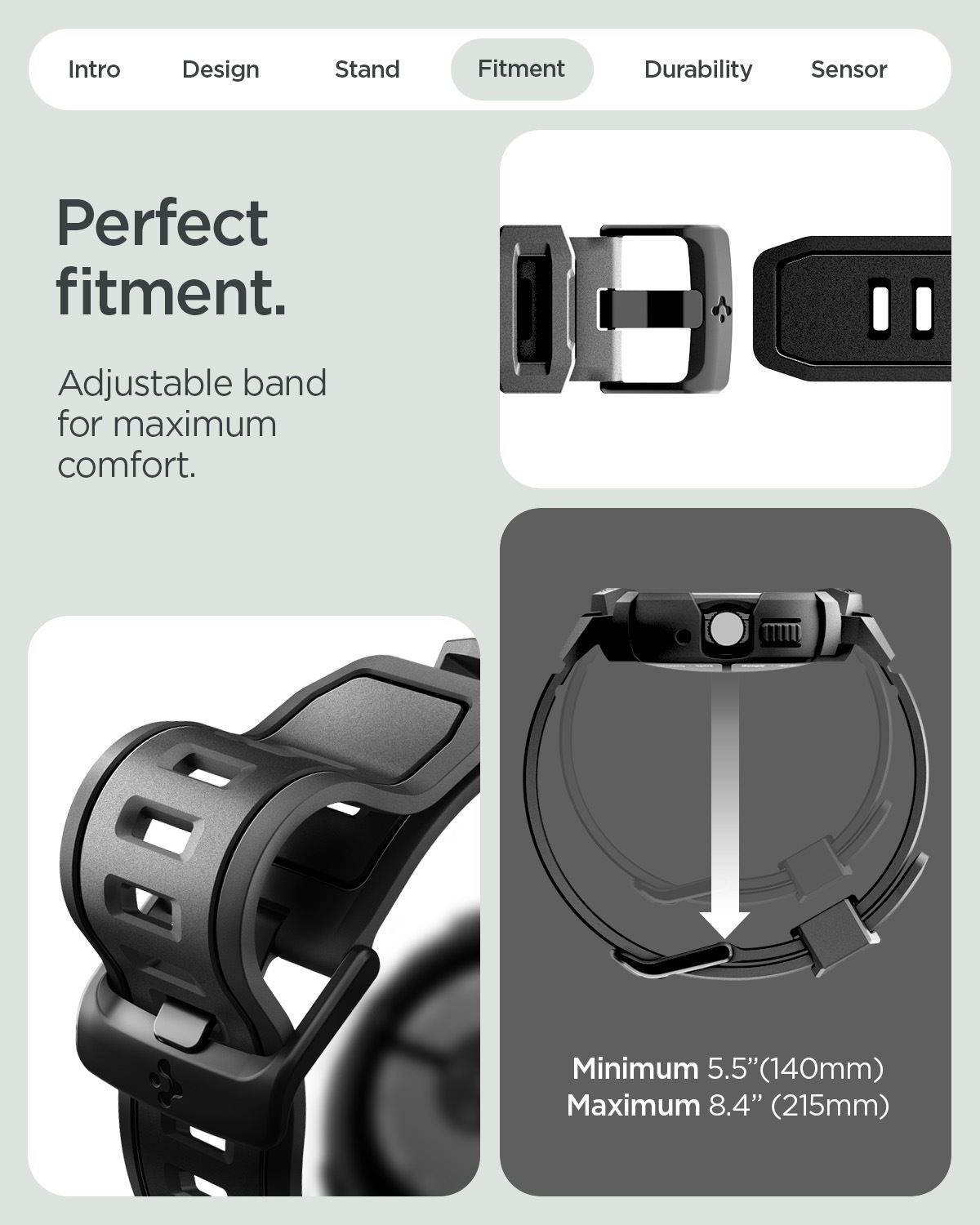 Spigen Rugged Armor, matte black - Google Pixel Watch 4 41mm (23)