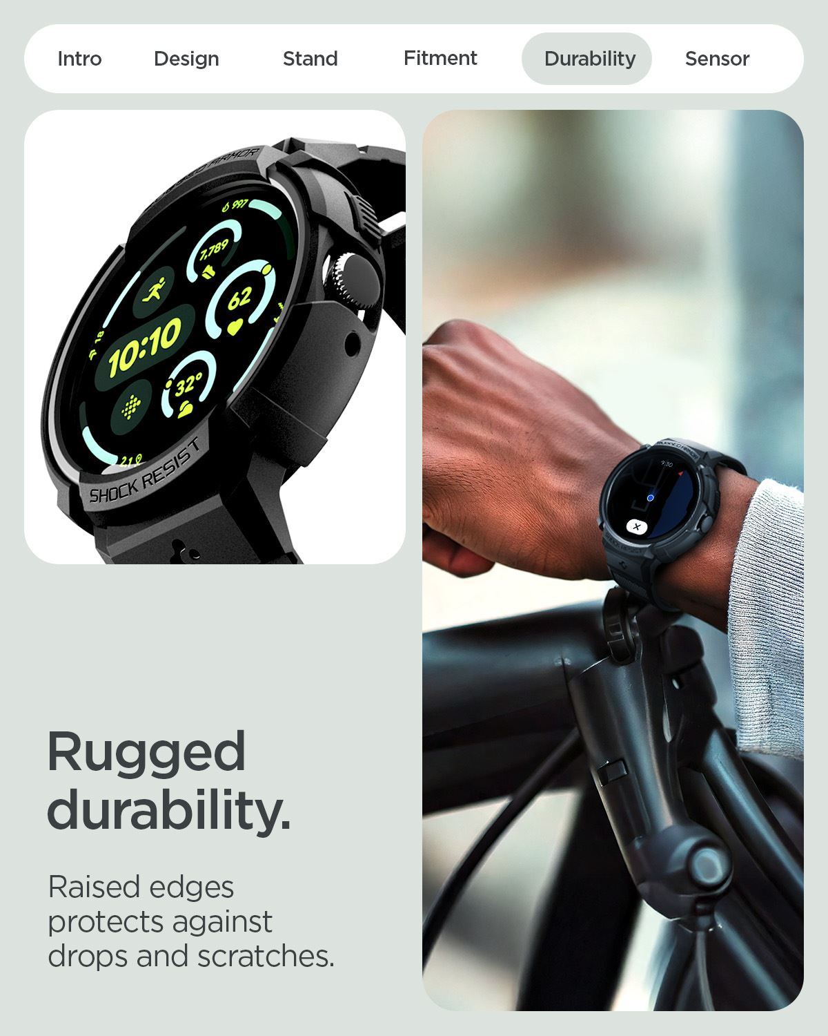 Spigen Rugged Armor, matte black - Google Pixel Watch 4 41mm (24)