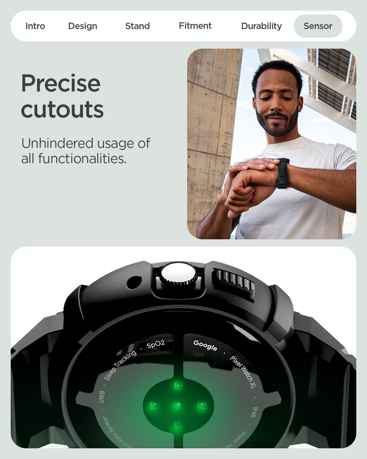 Spigen Rugged Armor, matte black - Google Pixel Watch 4 41mm (25)
