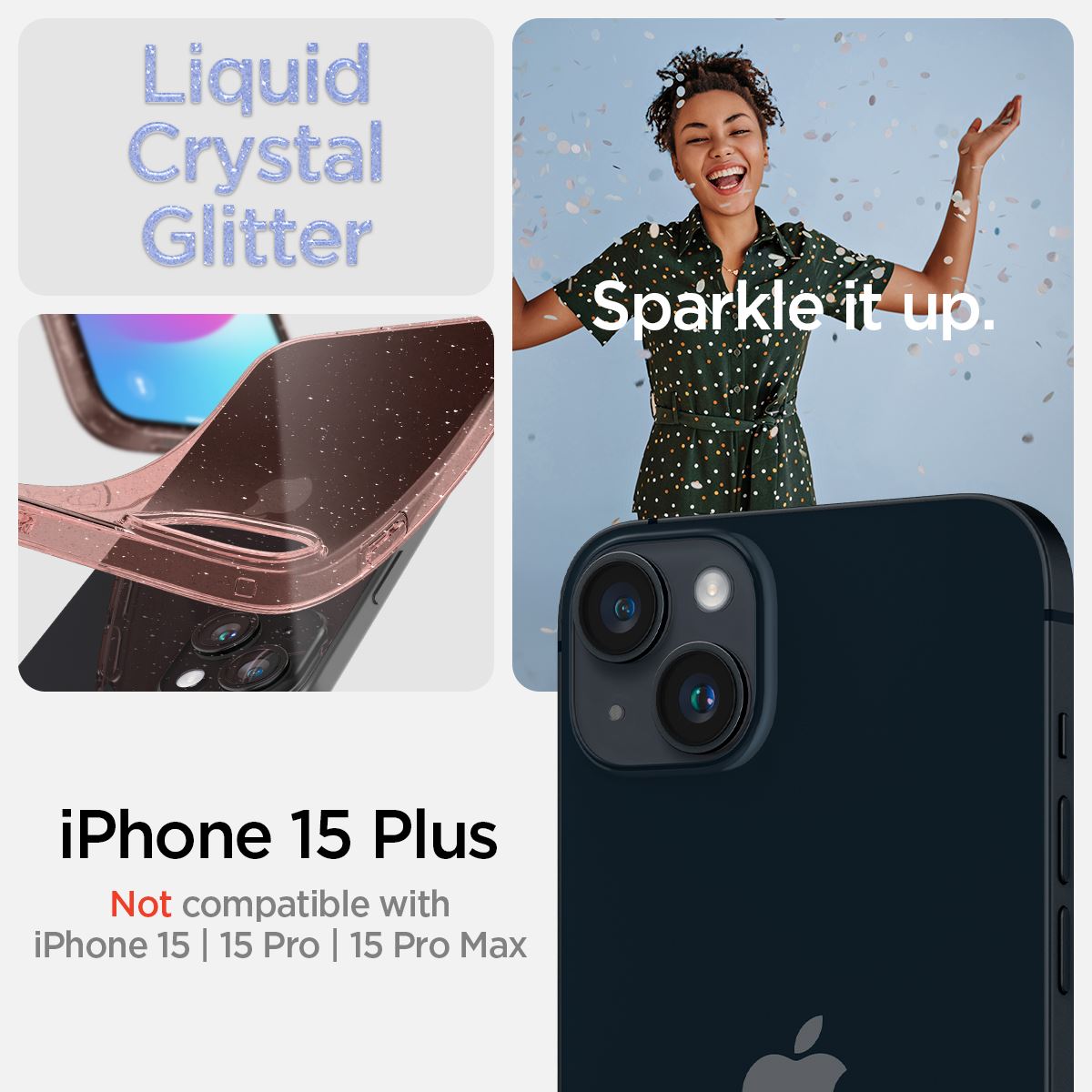 Spigen Liquid Crystal Glitter, rose quartz - iPhone 15 Plus (12)