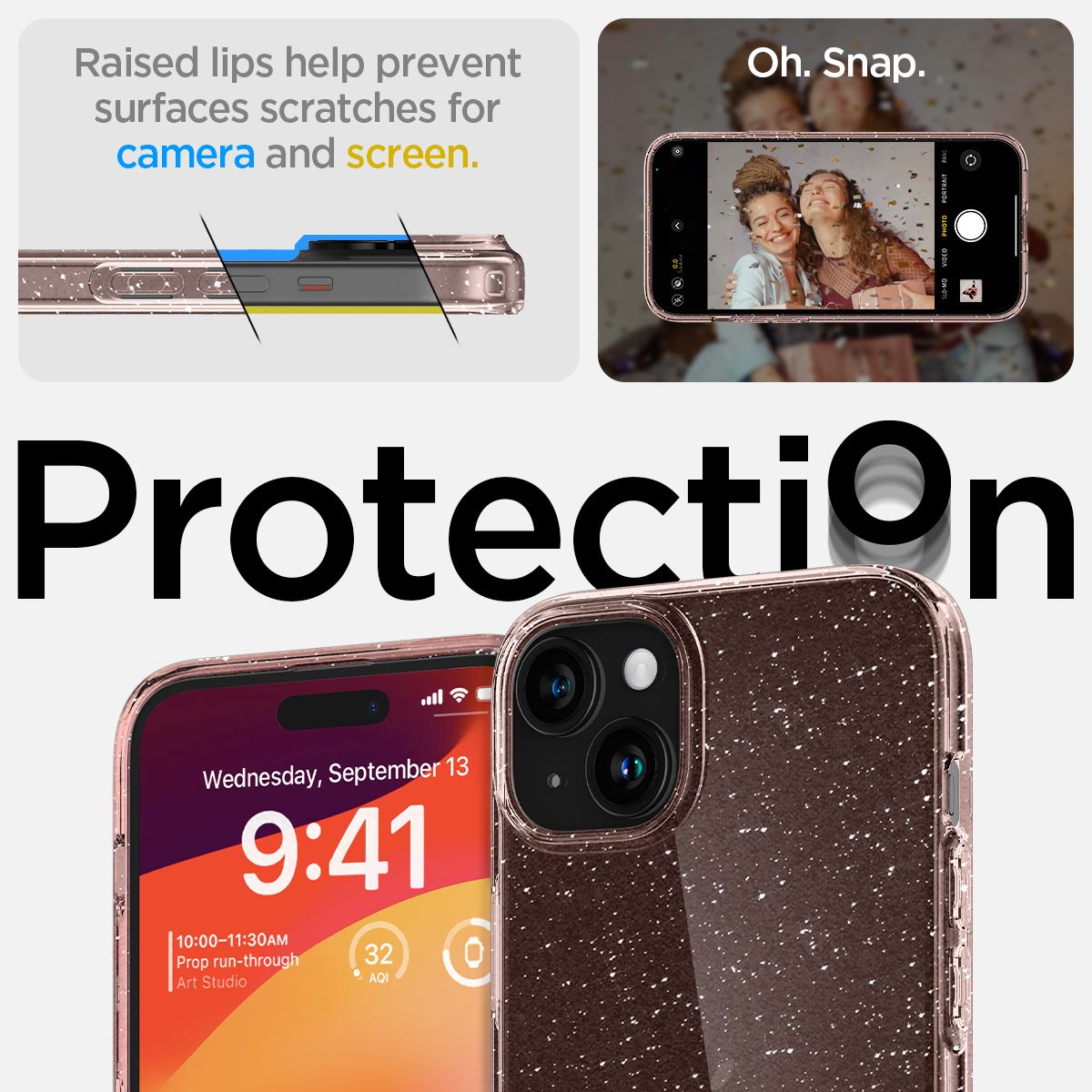 Spigen Liquid Crystal Glitter, rose quartz - iPhone 15 Plus (15)