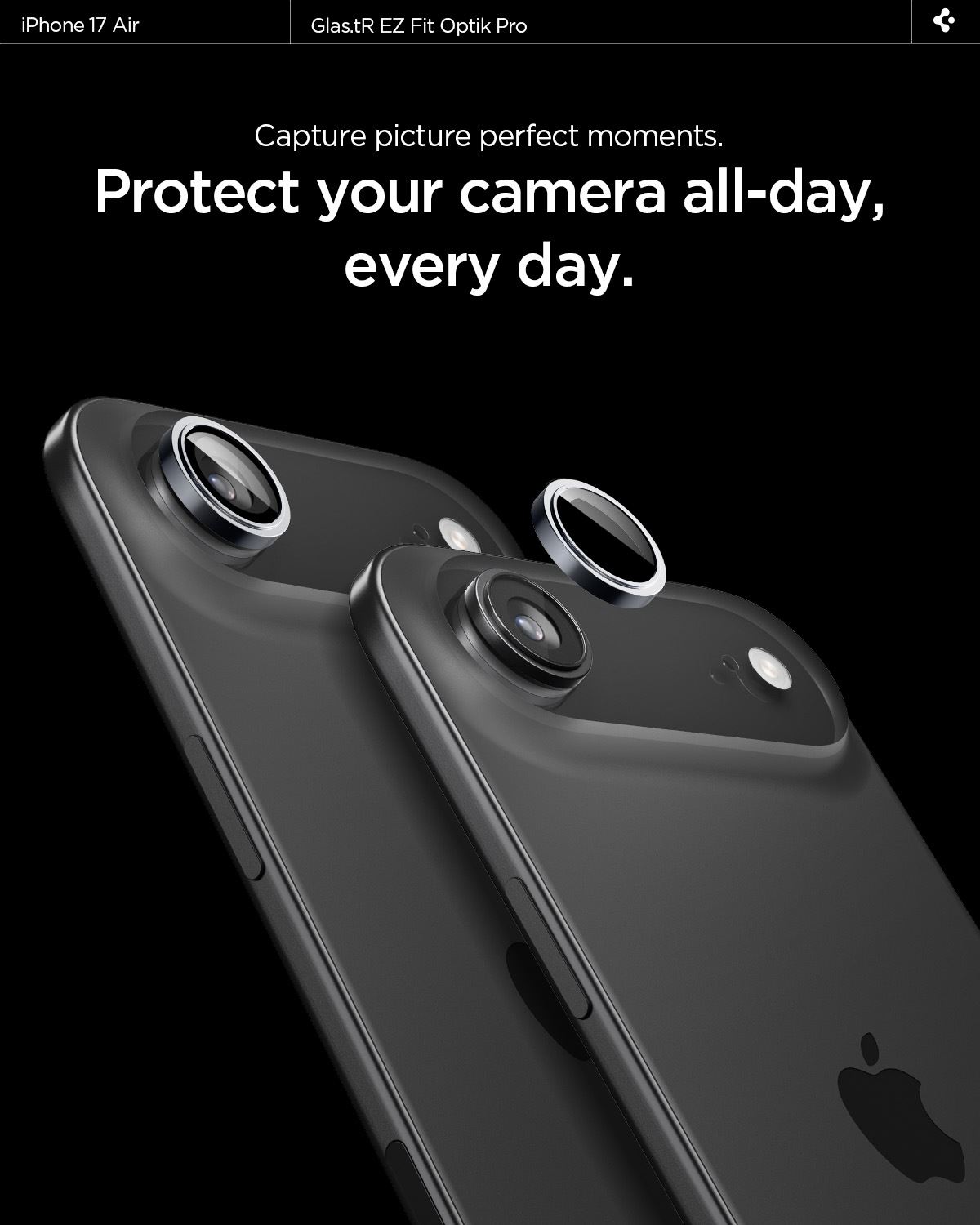 Spigen Glass tR EZ Fit Optik Pro 2 Pack, gray - iPhone Air (7)