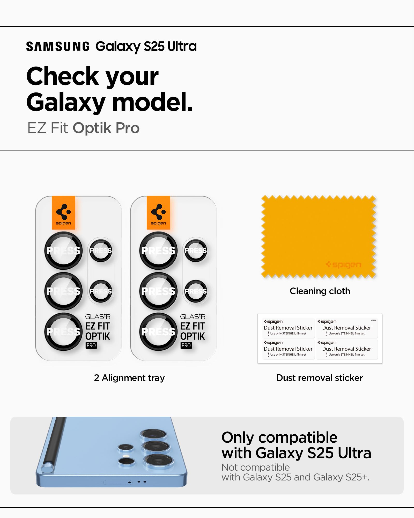 Spigen Glass tR EZ Fit Optik Pro HD 2 Pack, black - Samsung Galaxy S25 Ultra (8)