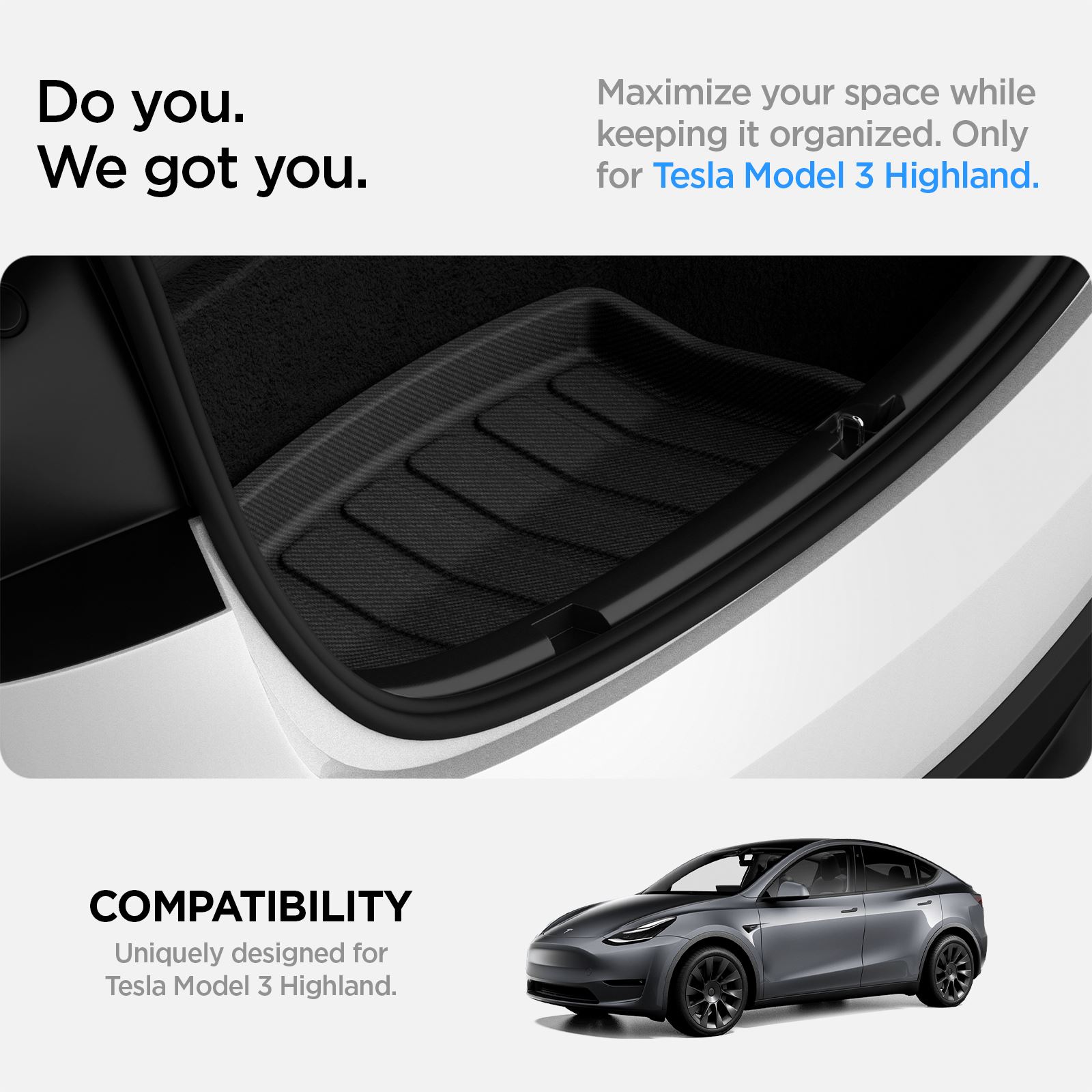 Spigen Tesla Car Mat Rear Trunk Storage, black - Tesla Model 3 (14)