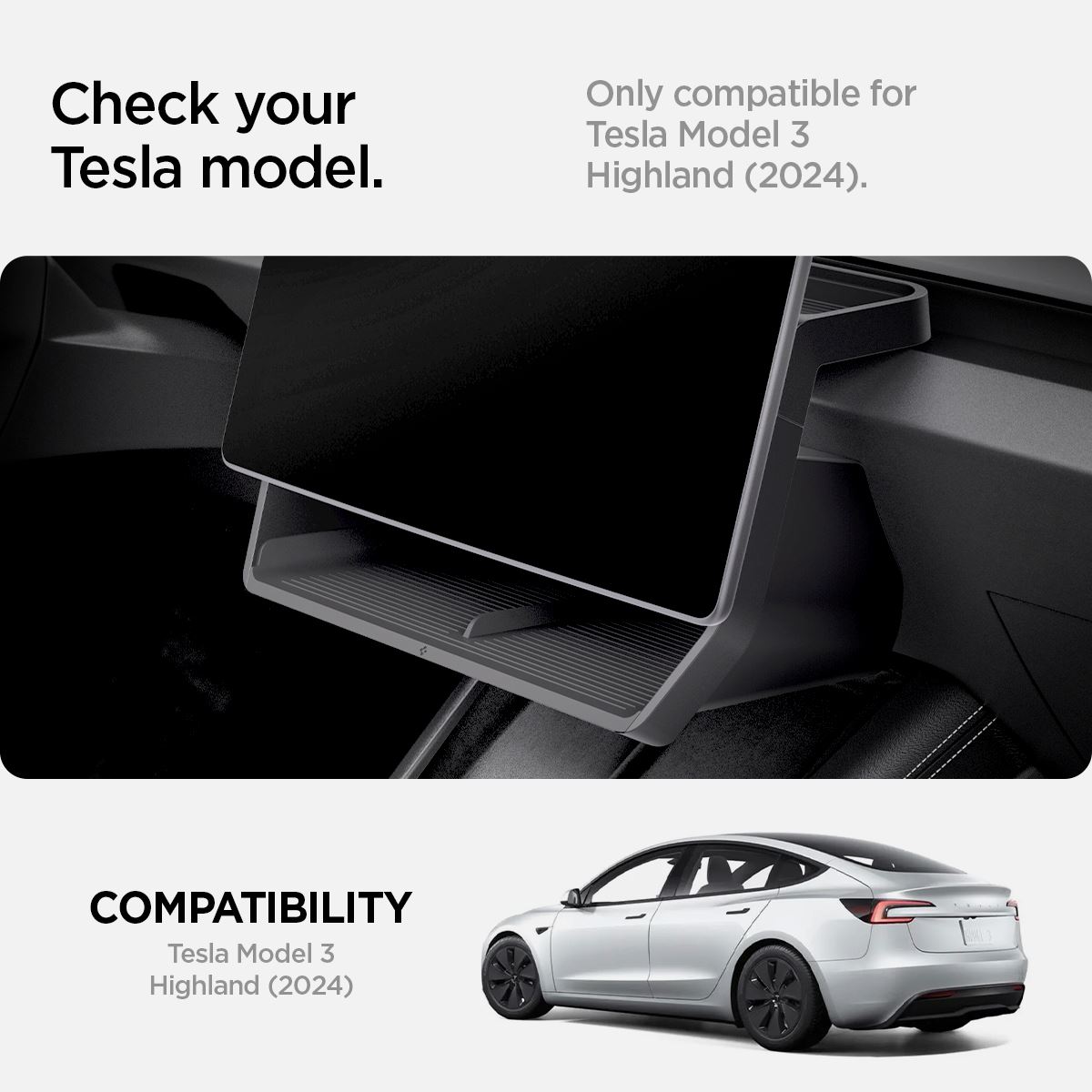 Spigen Tesla Under Screen Storage Organizer, black - Tesla Model 3 2024 (9)