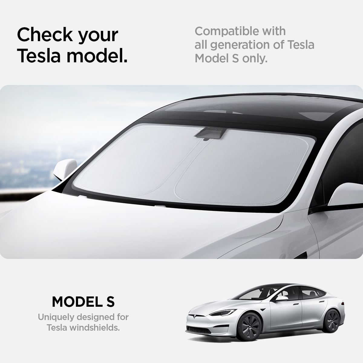 Spigen Tesla Car Front Windshield Sunshade, black - Tesla Model S (16)