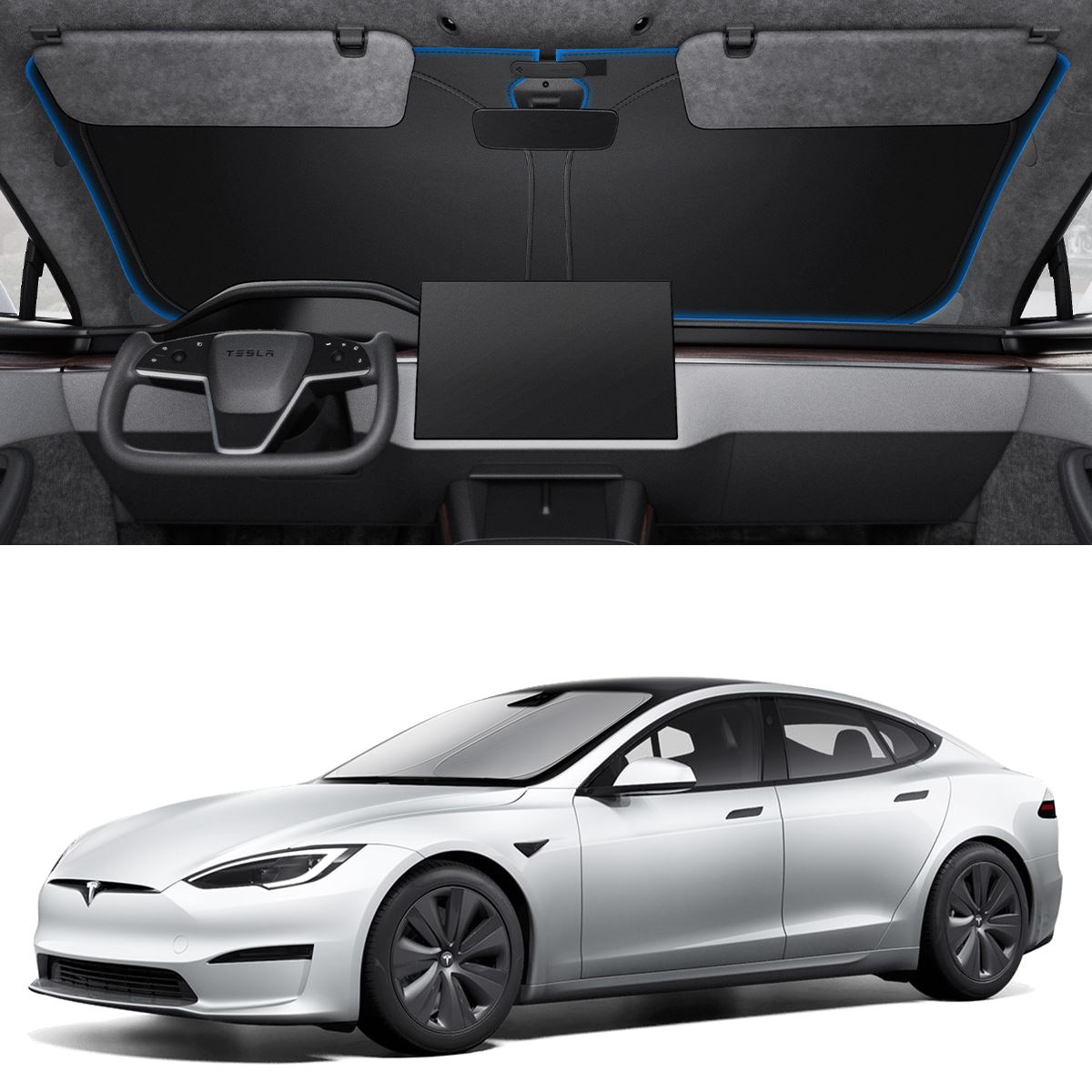 Spigen Tesla Car Front Windshield Sunshade, black - Tesla Model S (22)