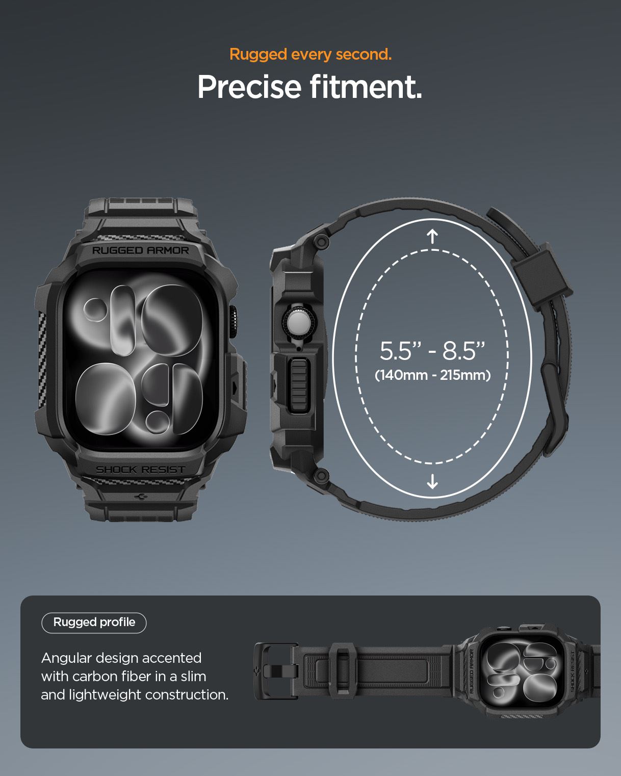 Spigen Rugged Armor Pro 2, matte black - Apple Watch 11 46mm (14)