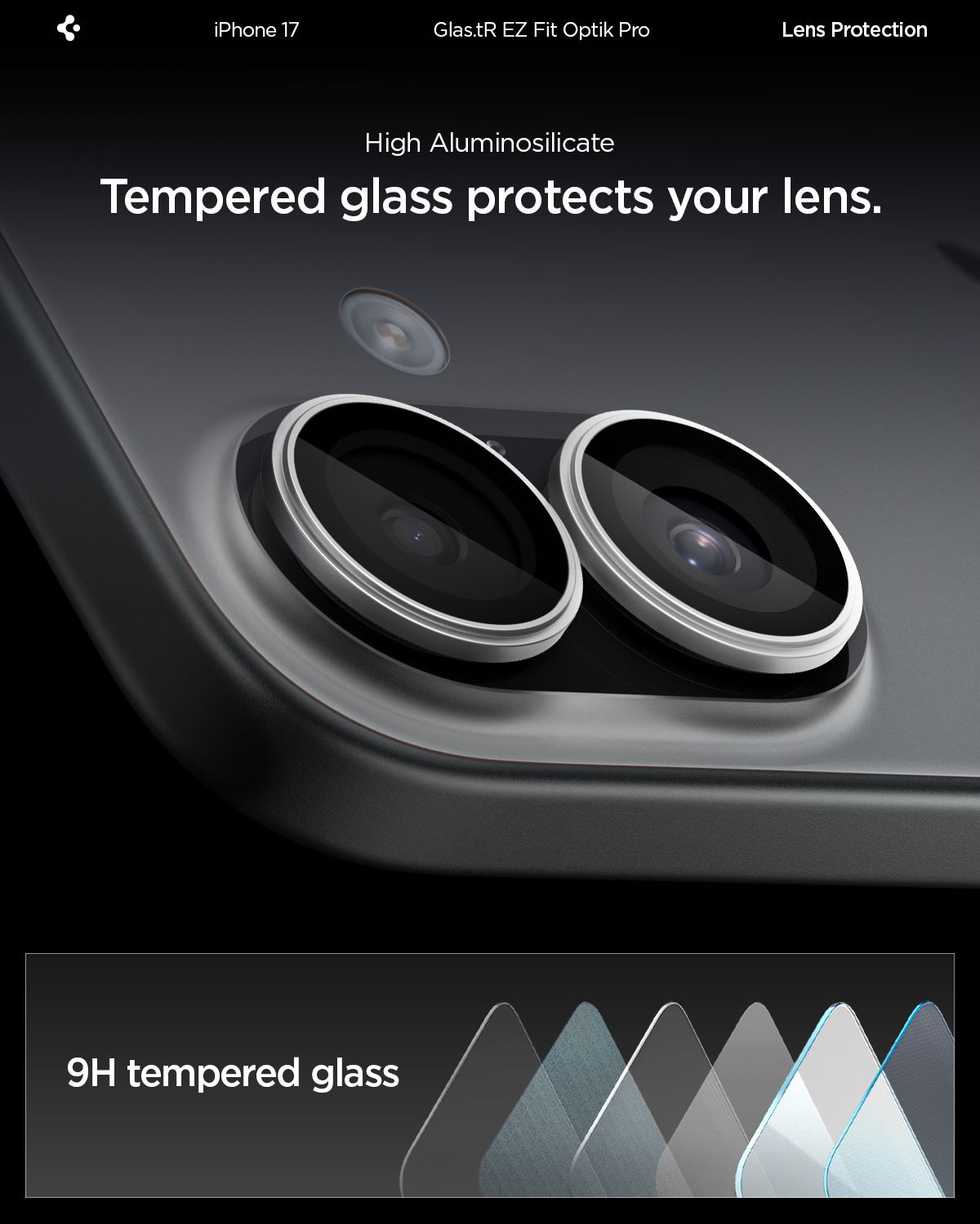 Spigen Glass tR EZ Fit Optik Pro 2 Pack, silver - iPhone 17 (11)