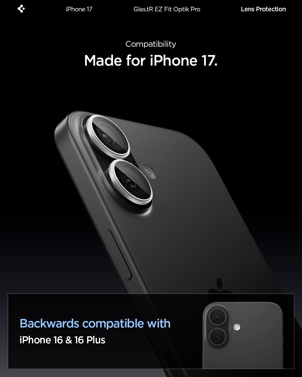 Spigen Glass tR EZ Fit Optik Pro 2 Pack, silver - iPhone 17 (7)