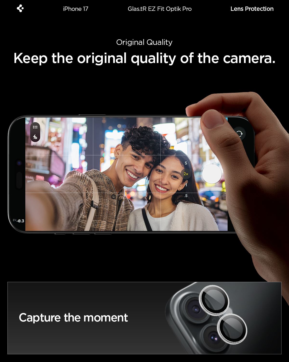 Spigen Glass tR EZ Fit Optik Pro 2 Pack, silver - iPhone 17 (8)