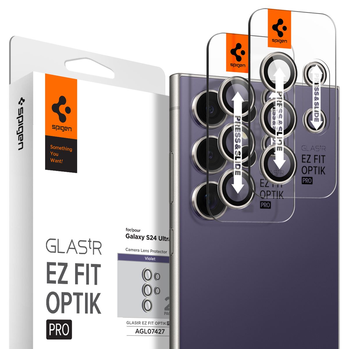 Spigen Glass tR EZ Fit Optik Pro 2 Pack, violet - Samsung Galaxy S24 Ultra (1)