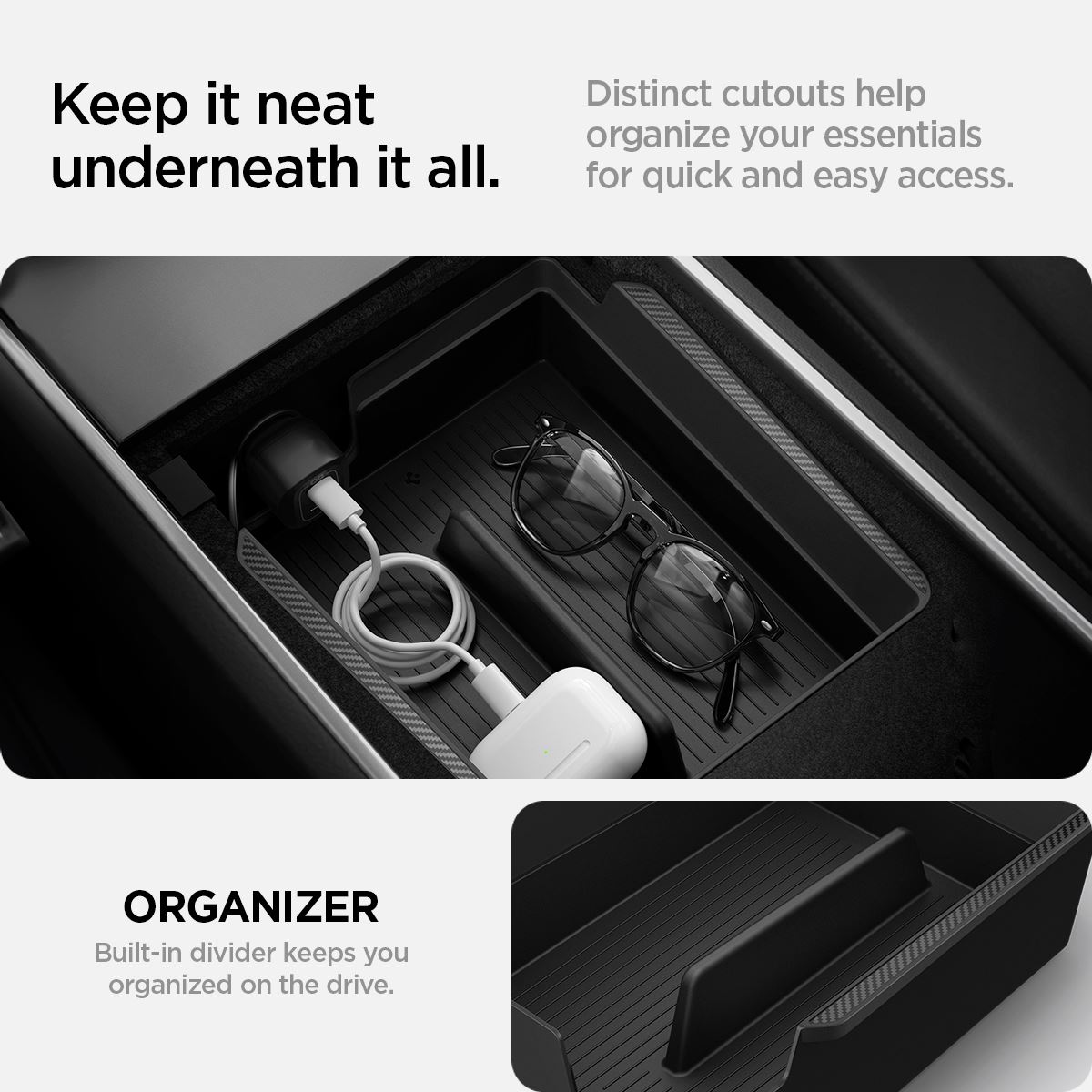 Spigen Tesla Armrest Console Organizer, black - Model Y/3 (4)
