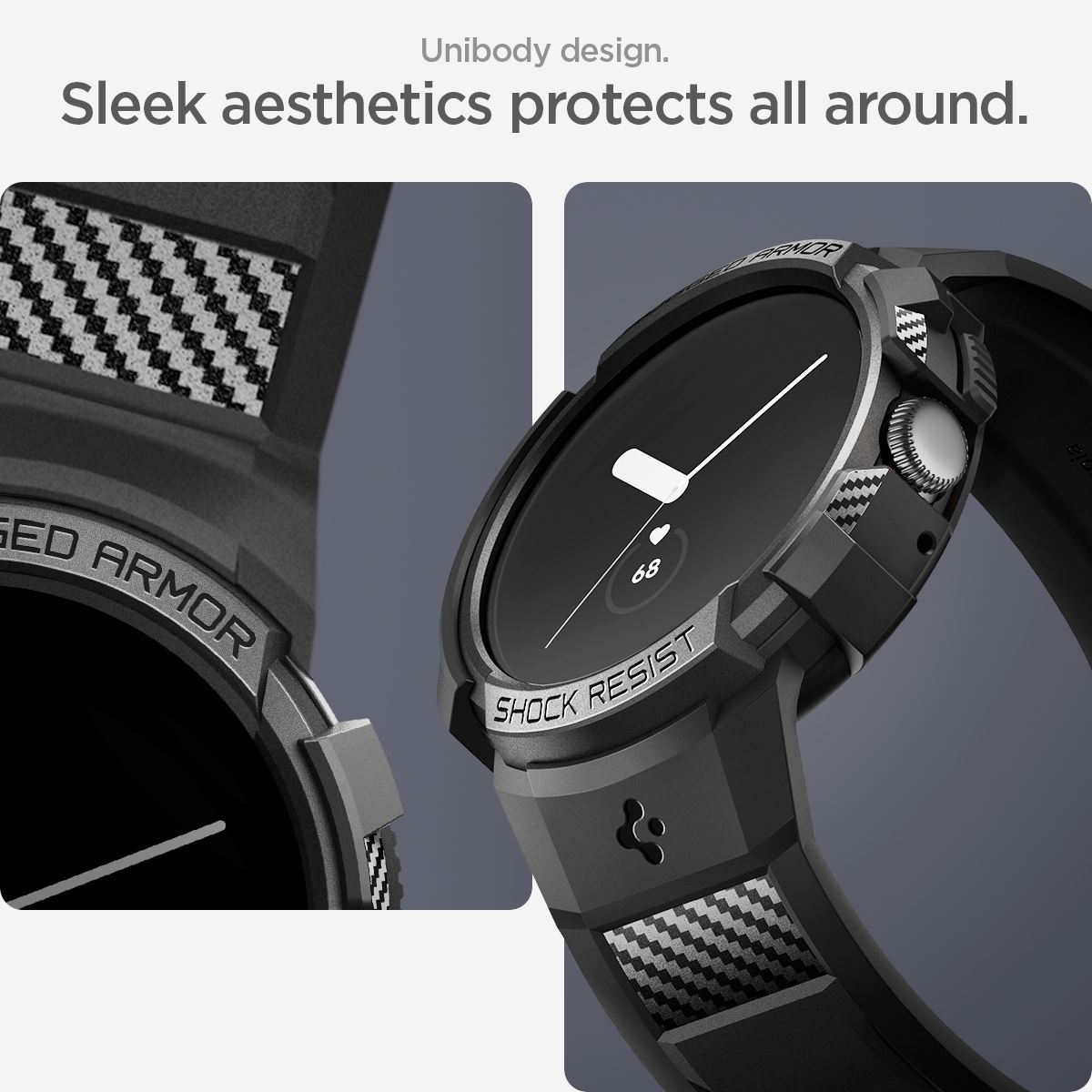 Spigen Rugged Armor Pro, black - Google Pixel Watch/Watch 2 (13)