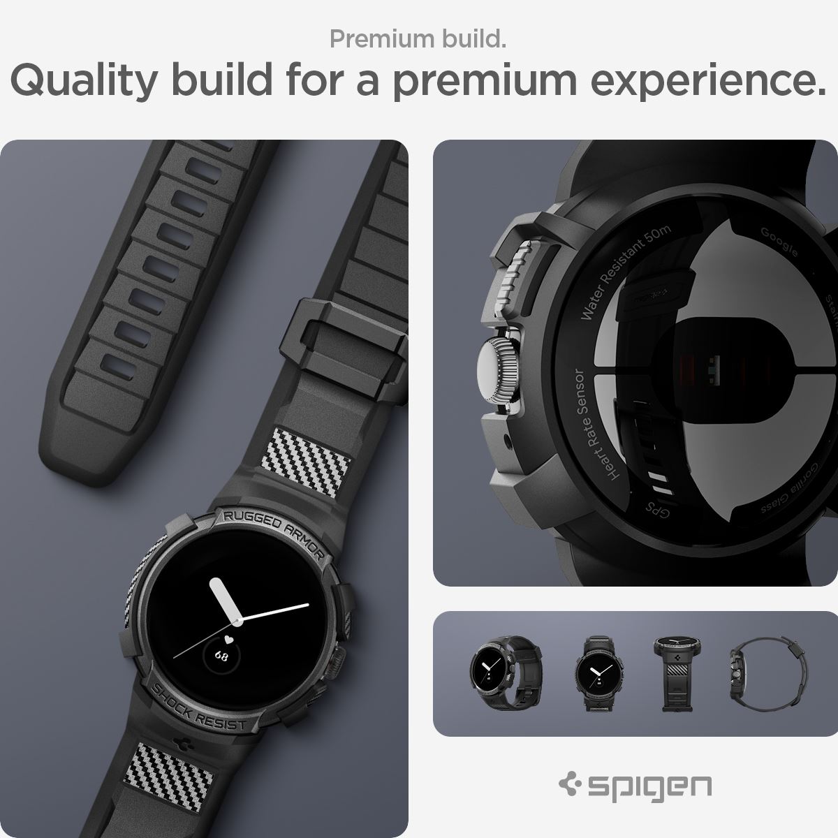 Spigen Rugged Armor Pro, black - Google Pixel Watch/Watch 2 (17)