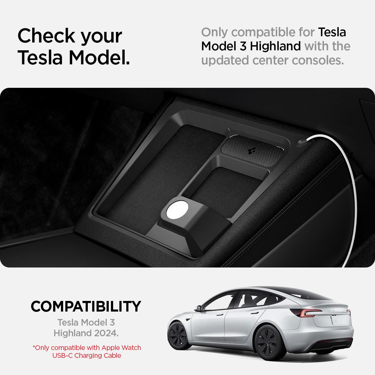 Spigen Tesla 3 in 1 Wireless Charging Hub Mount, black - Tesla Model 3 2024 (18)