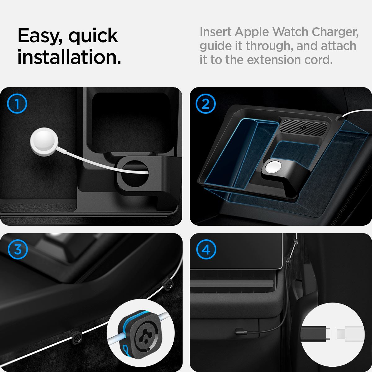 Spigen Tesla 3 in 1 Wireless Charging Hub Mount, black - Tesla Model 3 2024 (22)