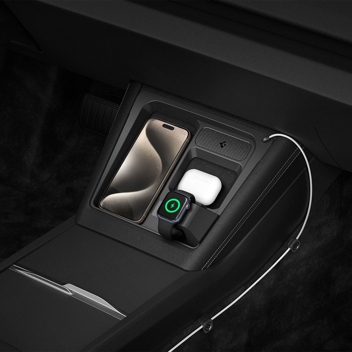Spigen Tesla 3 in 1 Wireless Charging Hub Mount, black - Tesla Model 3 2024 (5)