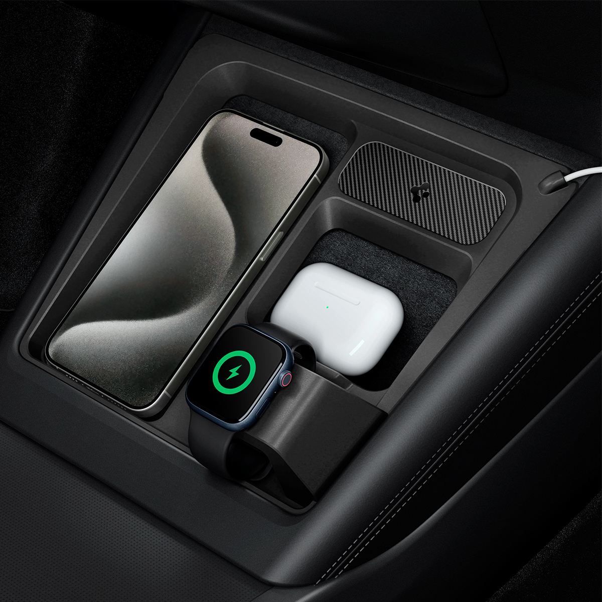 Spigen Tesla 3 in 1 Wireless Charging Hub Mount, black - Tesla Model 3 2024