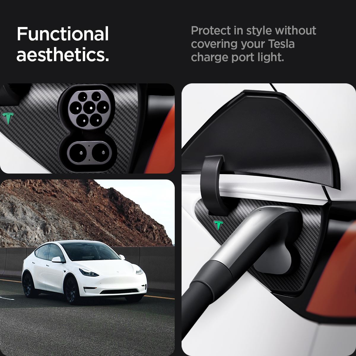 Spigen Tesla Protective Film and Wrap Set for Charge Port (EU), carbon - Tesla Model Y/3 (16)