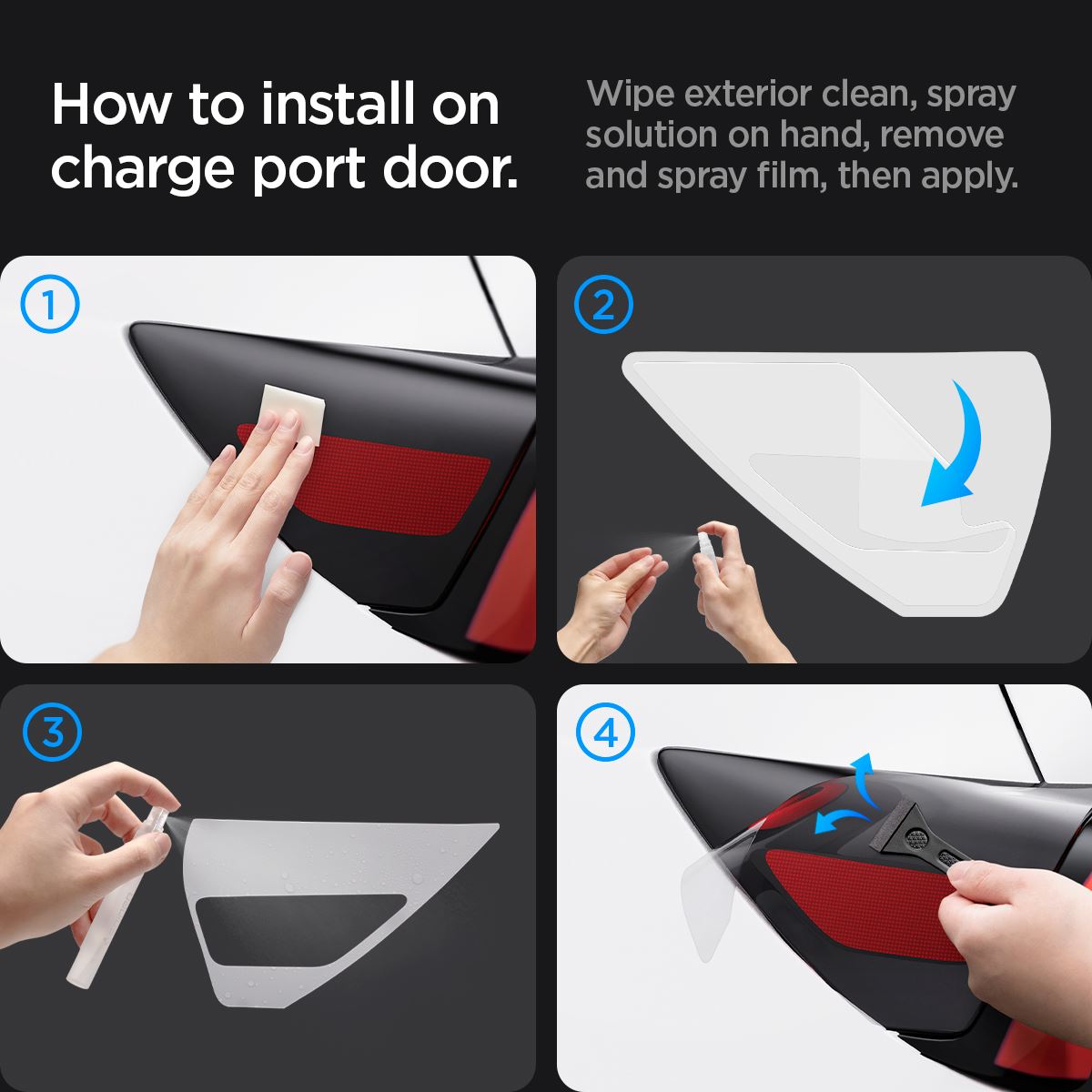 Spigen Tesla Protective Film and Wrap Set for Charge Port (EU), carbon - Tesla Model Y/3 (17)