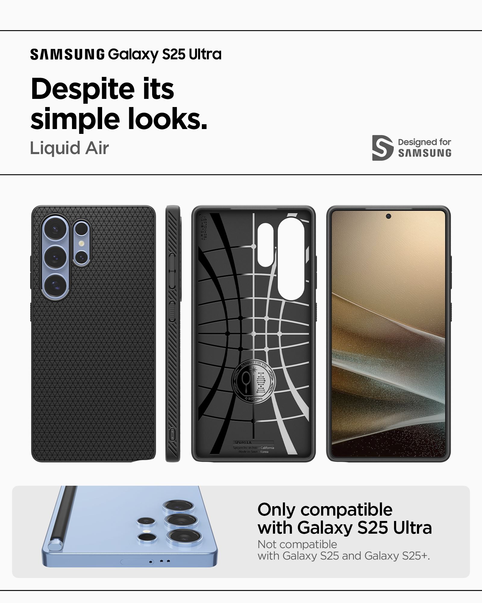 Spigen Liquid Air, matte black - Samsung Galaxy S25 Ultra (14)