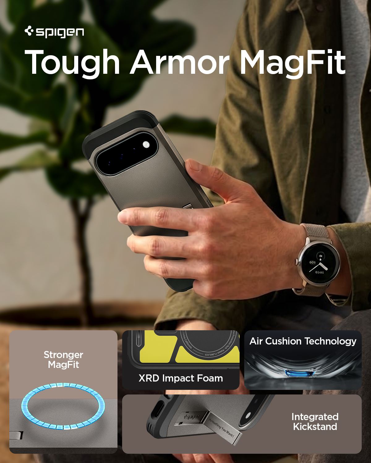 Spigen Tough Armor MagSafe, gunmetal - Google Pixel 11 (14)