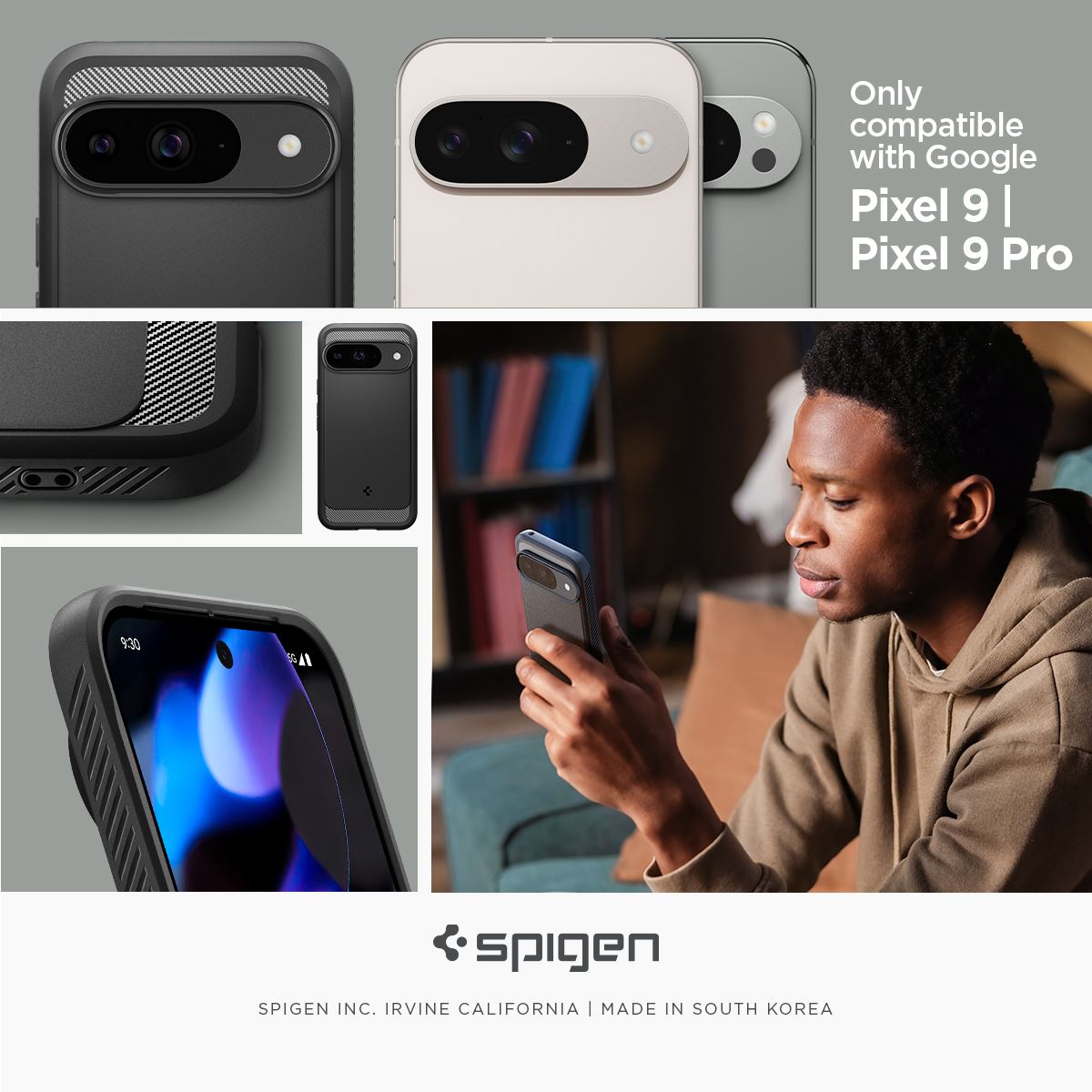 Spigen Rugged Armor, matte black - Google Pixel 9 Pro/Pixel 9 (11)