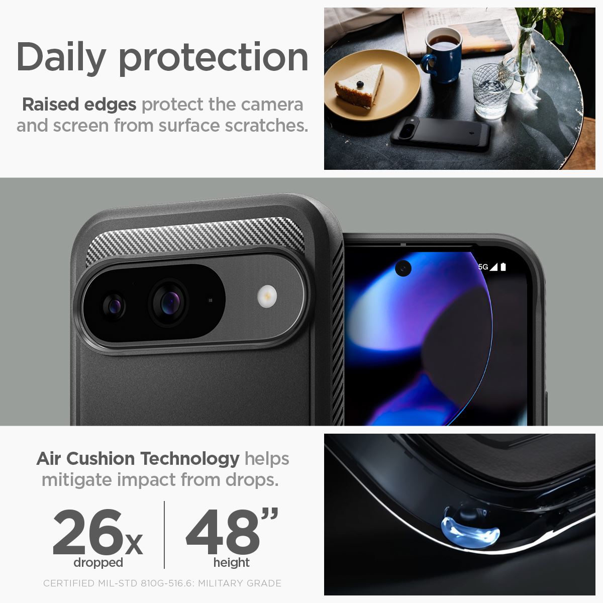 Spigen Rugged Armor, matte black - Google Pixel 9 Pro/Pixel 9 (13)