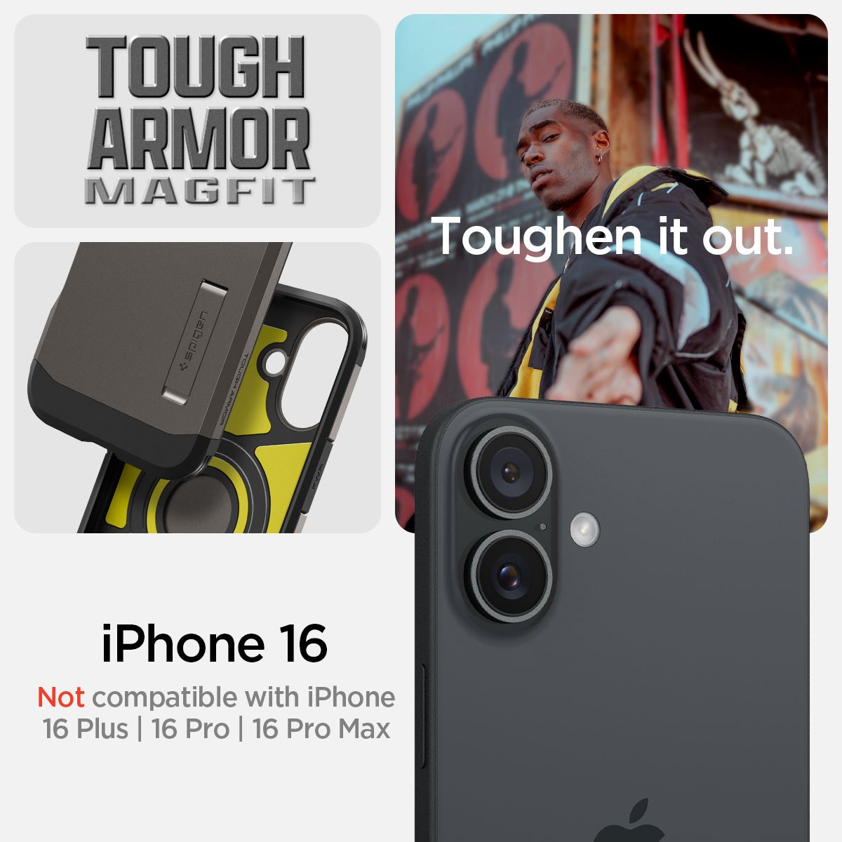 Spigen Tough Armor MagSafe, gunmetal - iPhone 16 (10)