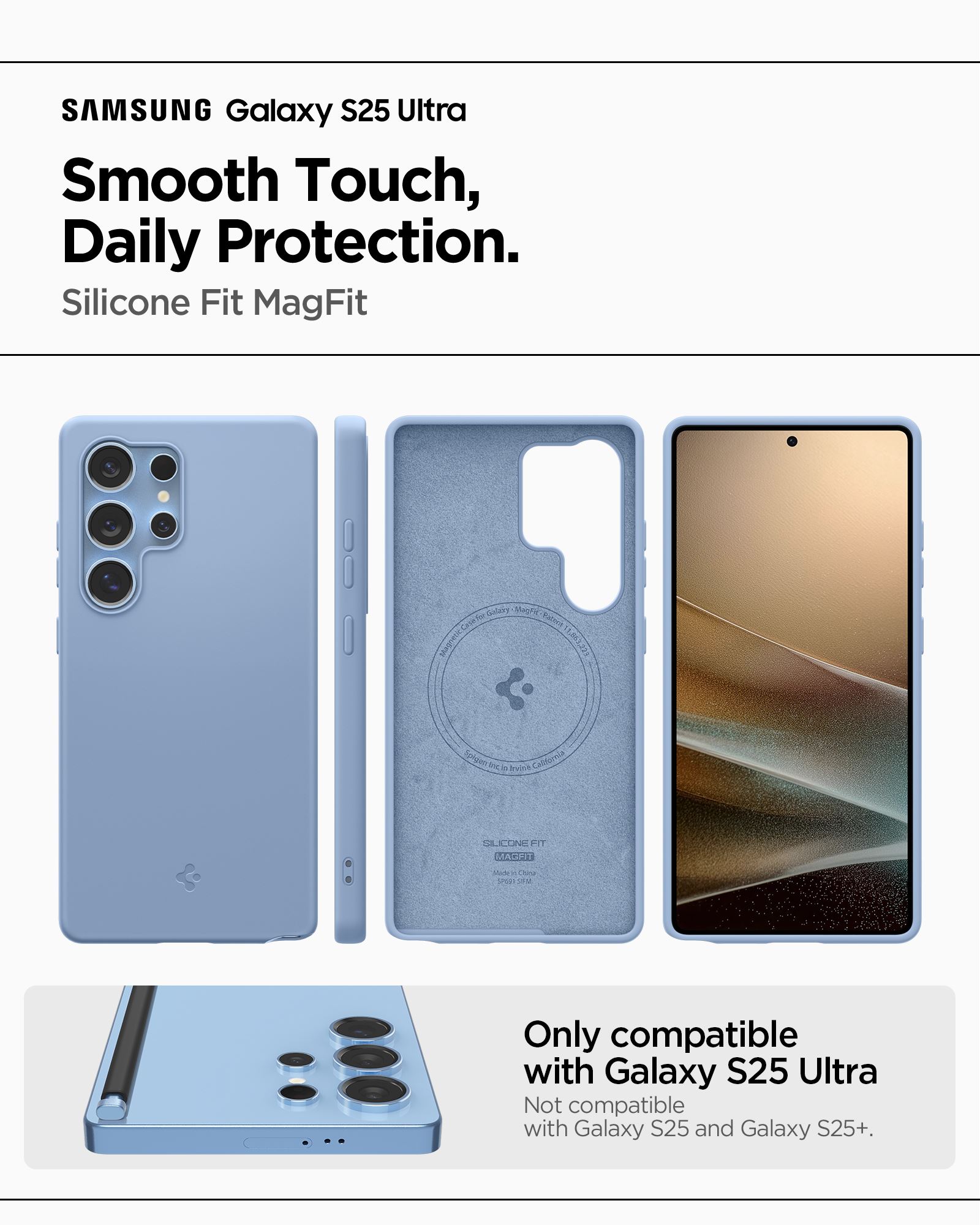 Spigen Silicone Fit MagSafe, sapphire blue - Samsung Galaxy S25 Ultra (16)