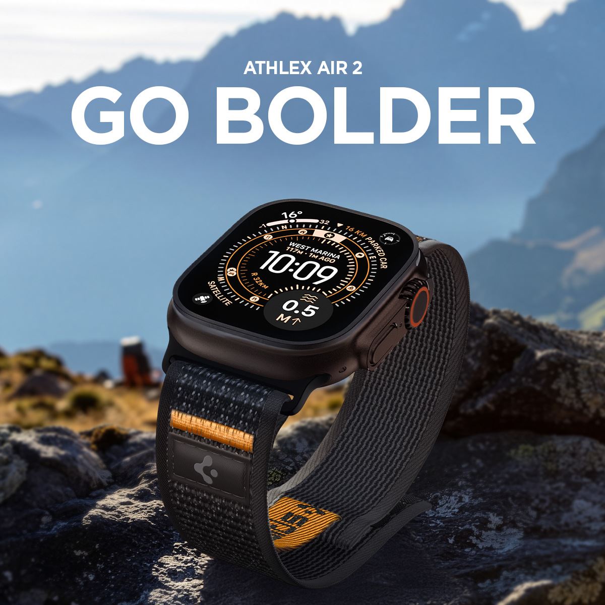 Spigen Athlex Air 2 Active Band, black orange - Apple Watch 49mm/46mm/45mm/44mm (13)