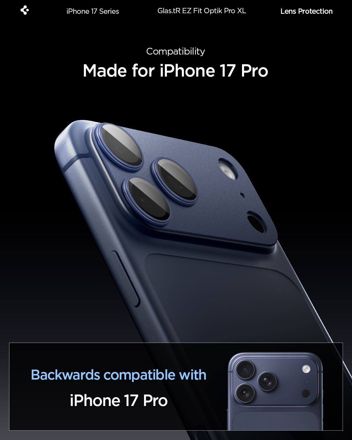 Spigen Glass tR EZ Fit Optik Pro XL 1 Pack, blue - iPhone 17 Pro (11)