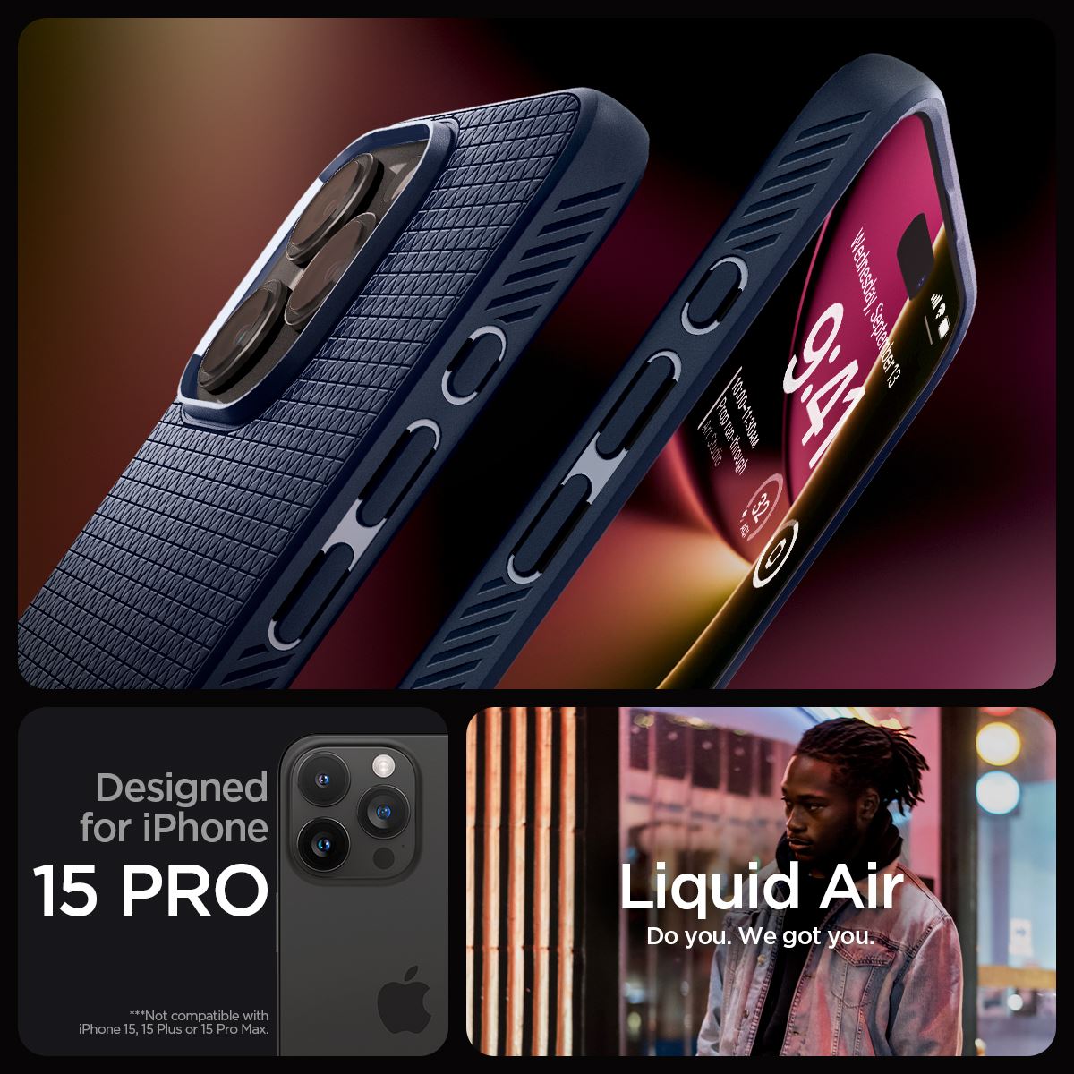 Spigen Liquid Air, navy blue - iPhone 15 Pro (14)