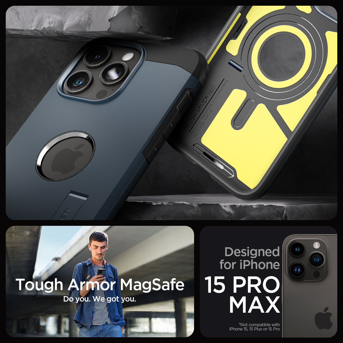 Spigen Tough Armor MagSafe, metal slate - iPhone 15 Pro Max (13)