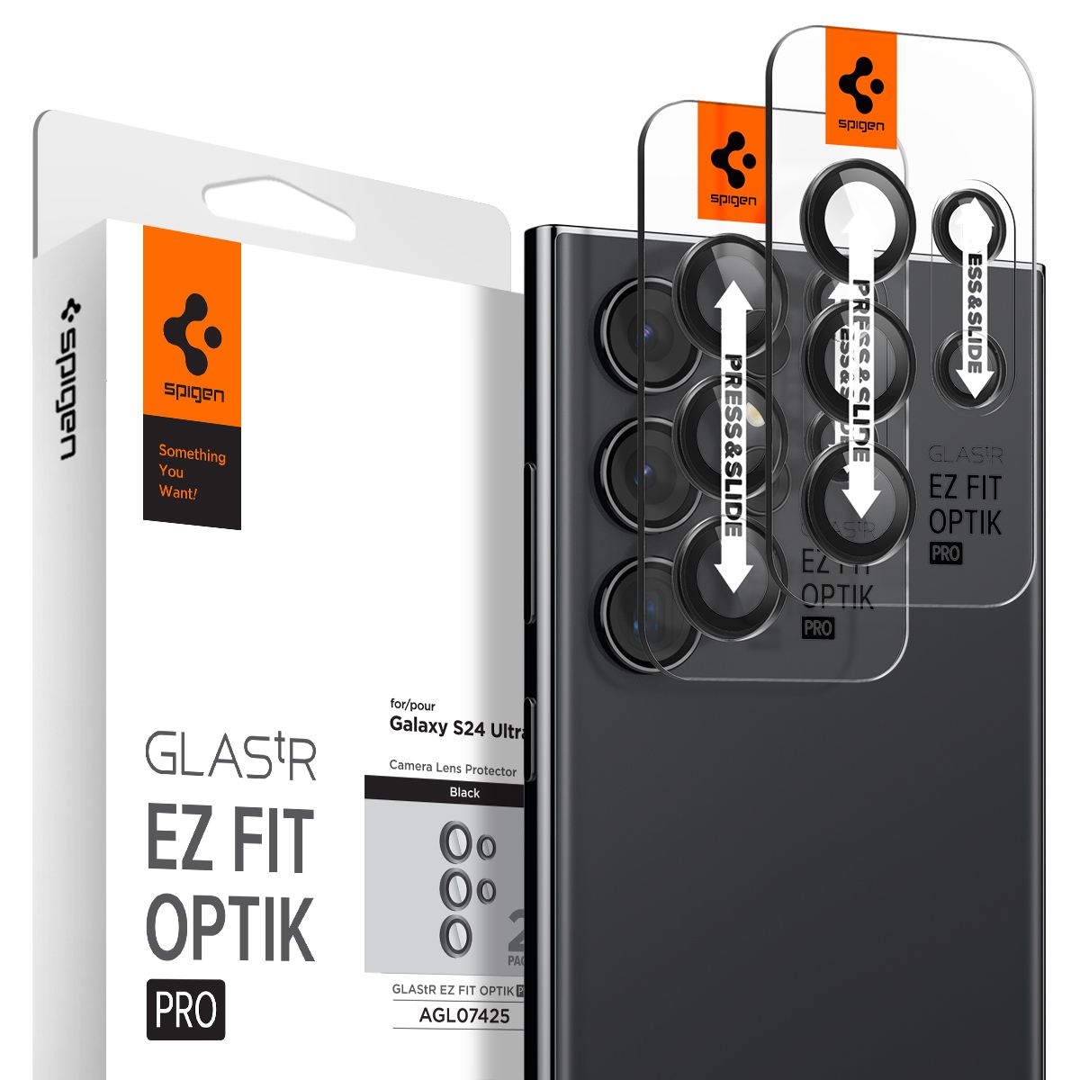 Spigen Glass tR EZ Fit Optik Pro 2 Pack, black - Samsung Galaxy S24 Ultra (1)