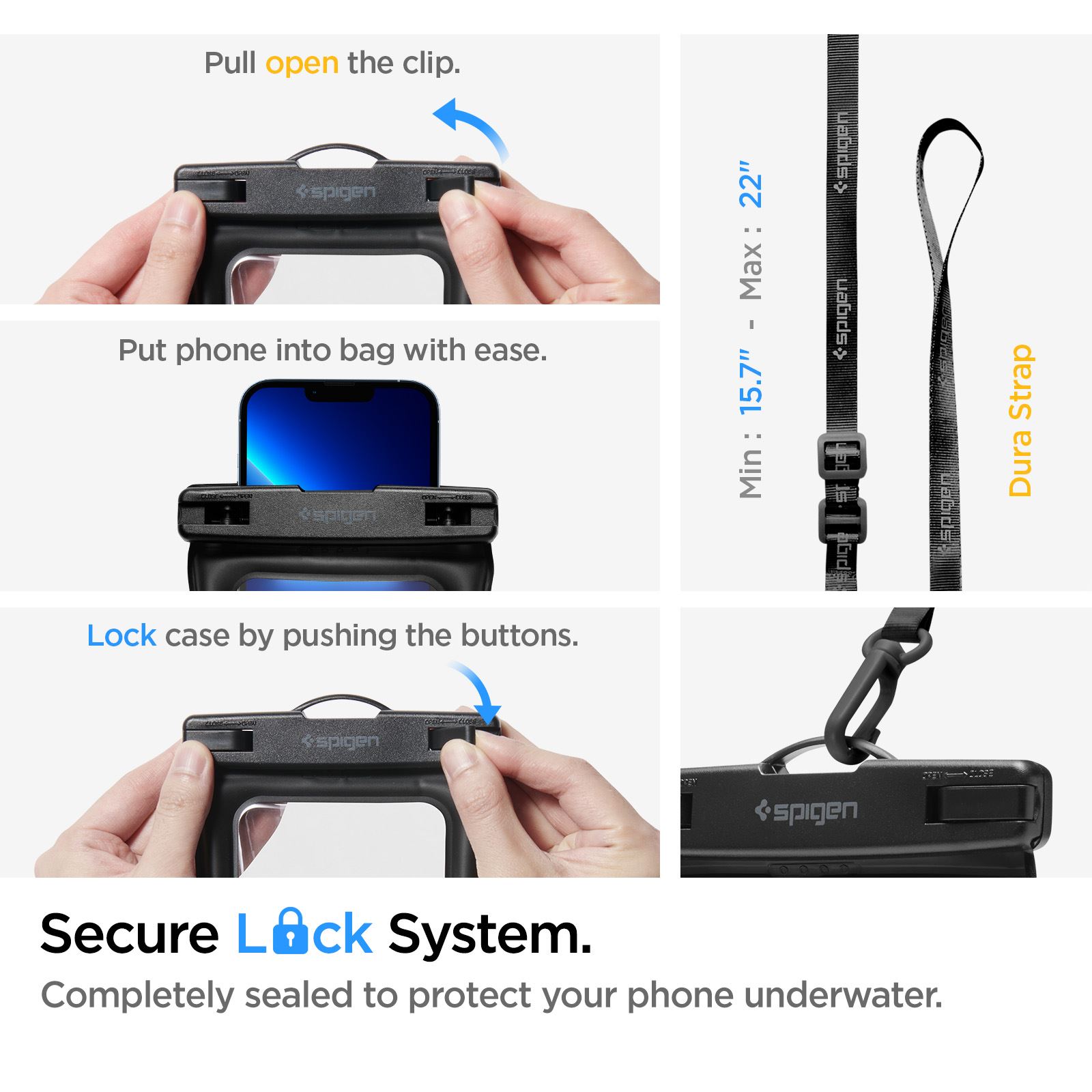 Spigen Aqua Shield WaterProof Floating Case + WaterProof Waist Bag A621 Set, black (13)