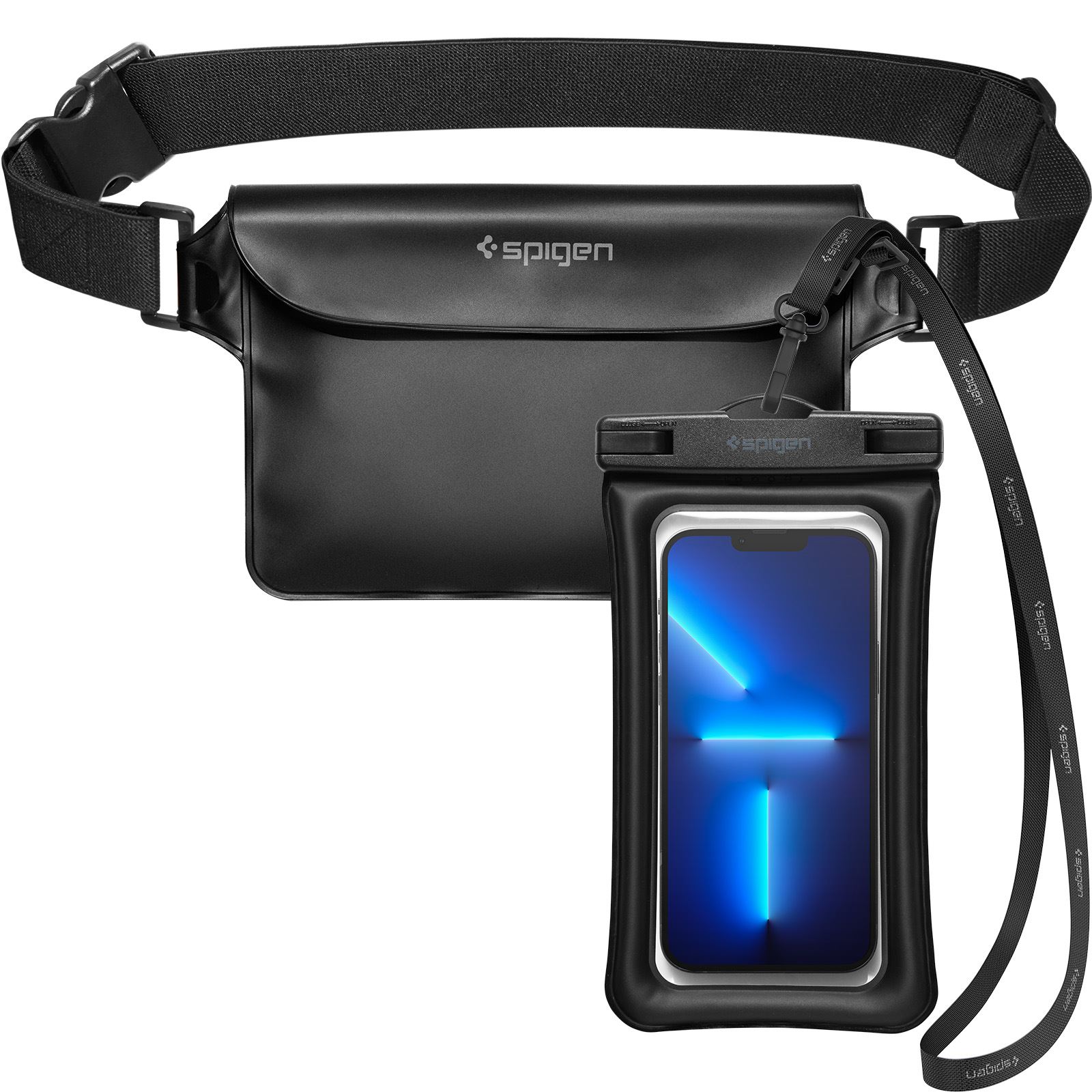 Spigen Aqua Shield WaterProof Floating Case + WaterProof Waist Bag A621 Set, black (2)