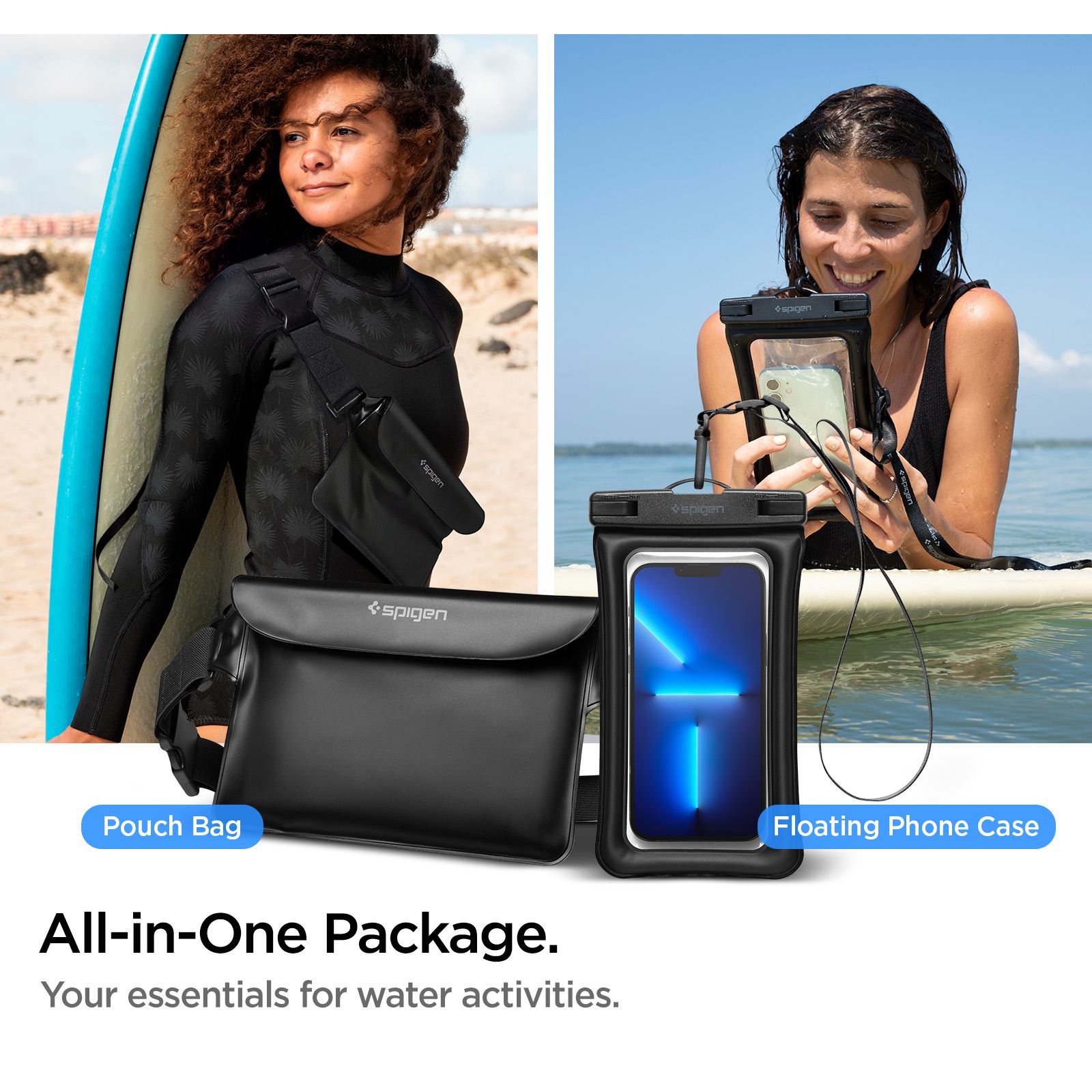 Spigen Aqua Shield WaterProof Floating Case + WaterProof Waist Bag A621 Set, black (8)