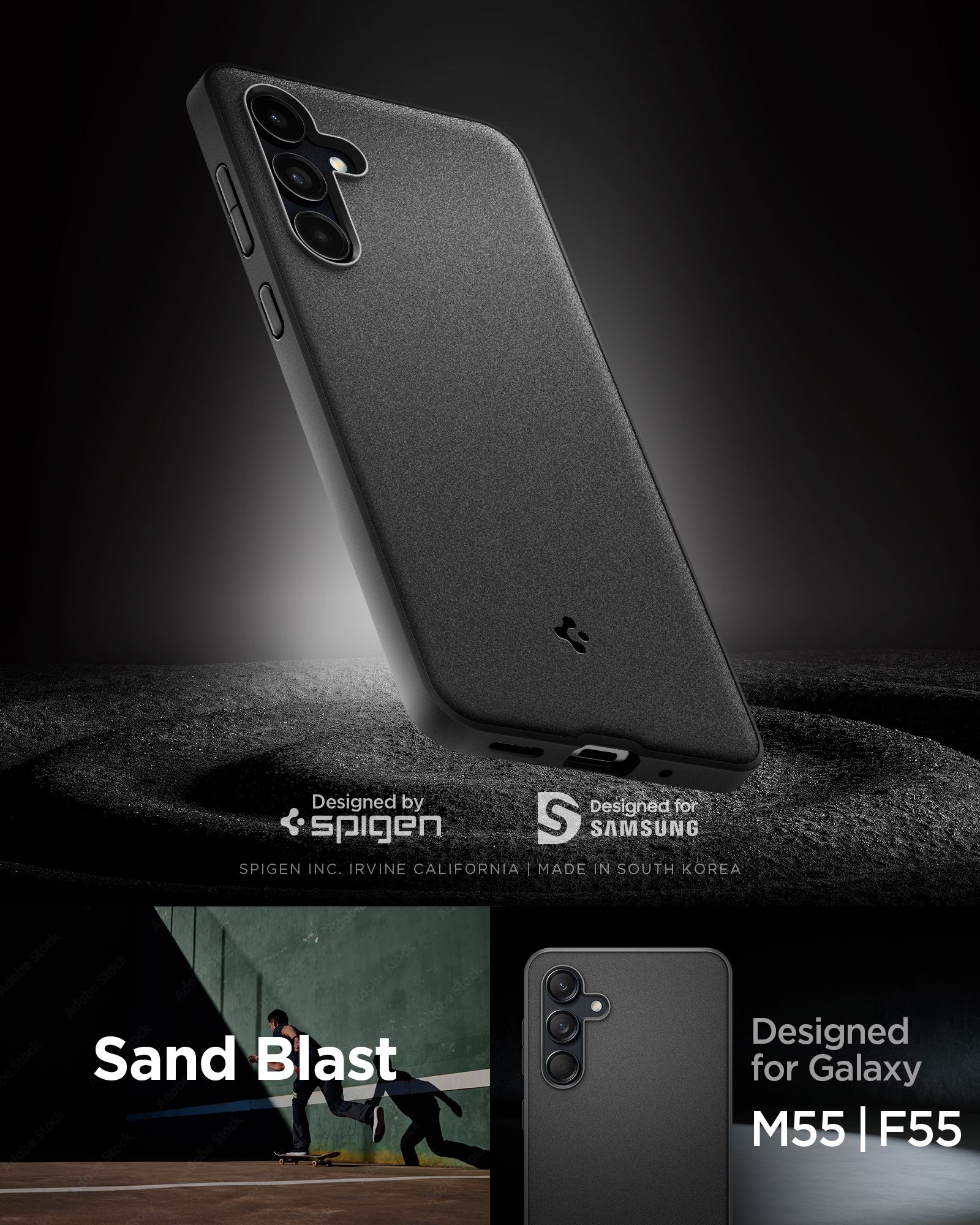 Spigen Essential Sand Blast, matte black - Samsung Galaxy M55 5G (7)